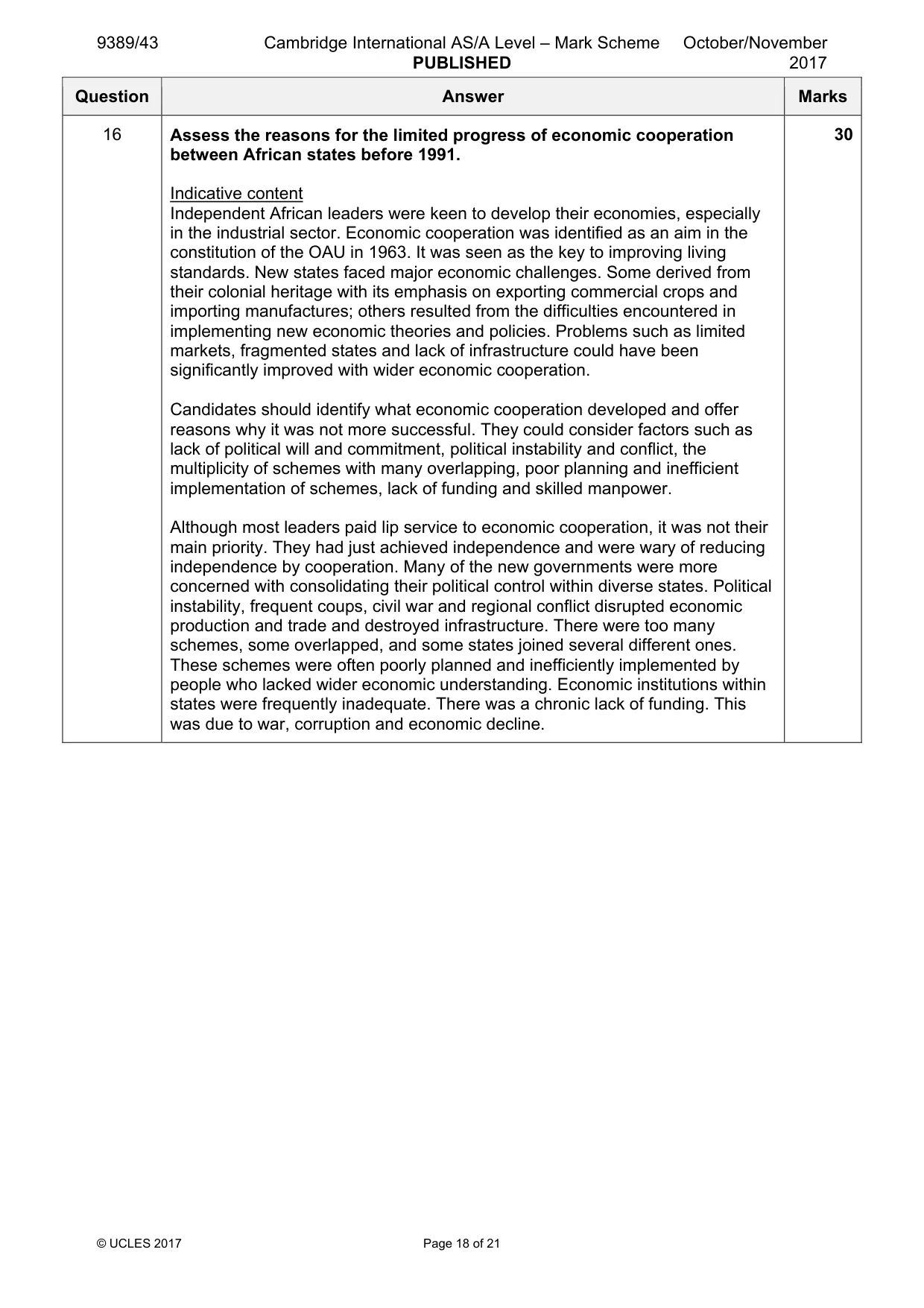 Mark scheme, page 18 of 21
