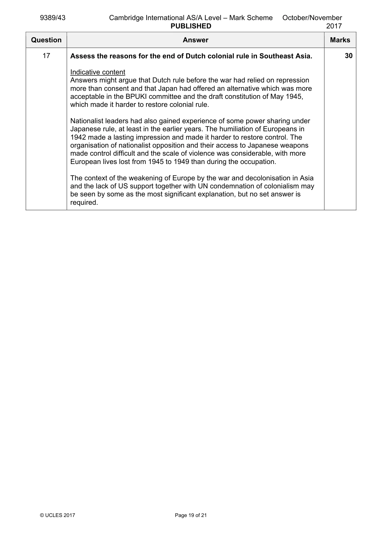 Mark scheme, page 19 of 21
