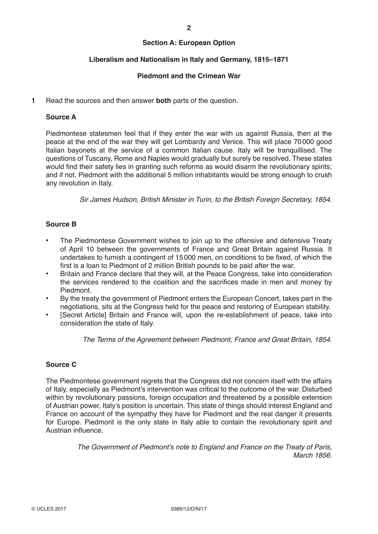 Cambridge A Level History 9389 2017 Oct/Nov Paper 1 · Variant 2 question paper, page 2 of 8