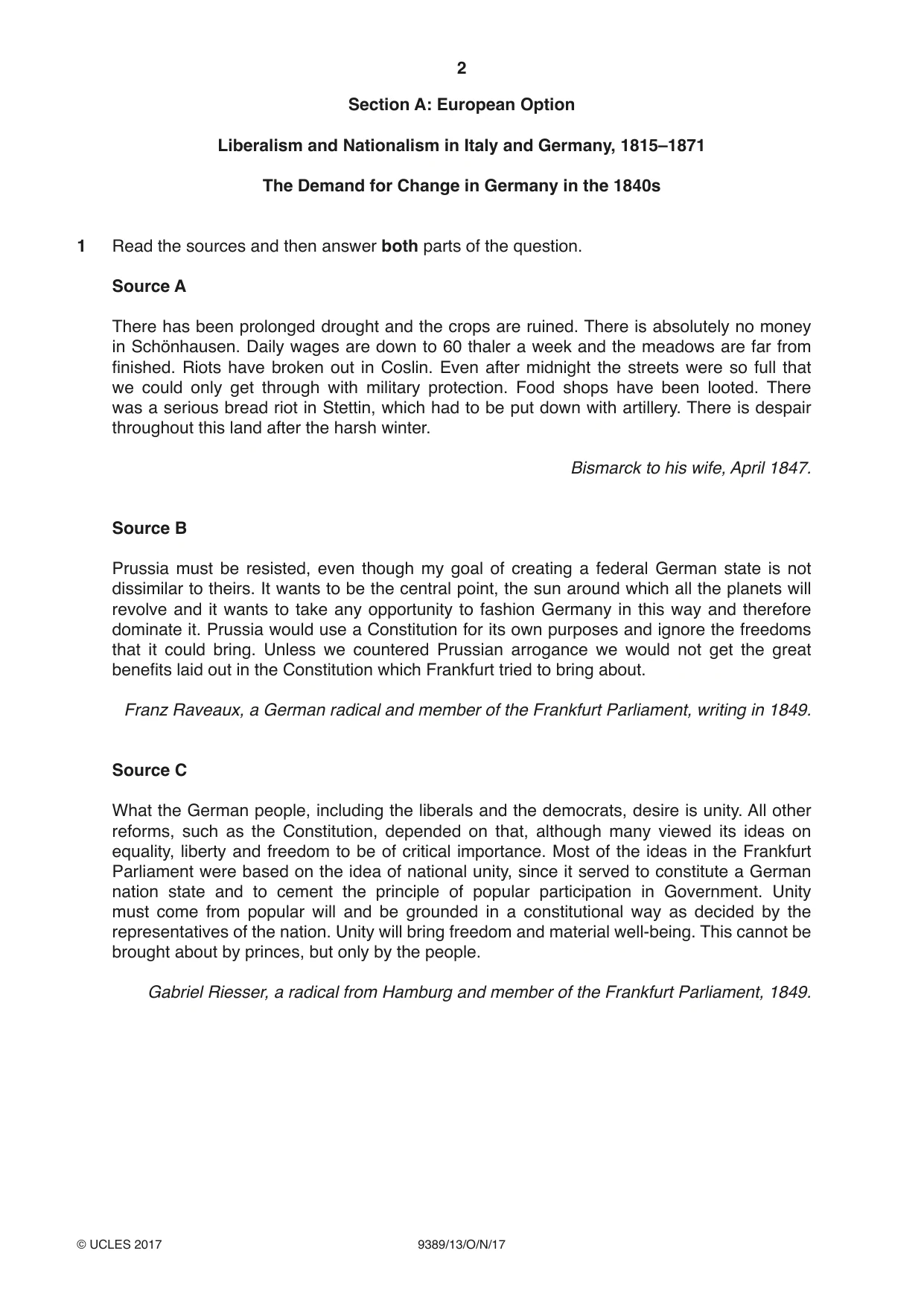 Cambridge A Level History 9389 2017 Oct/Nov Paper 1 · Variant 3 question paper, page 2 of 8