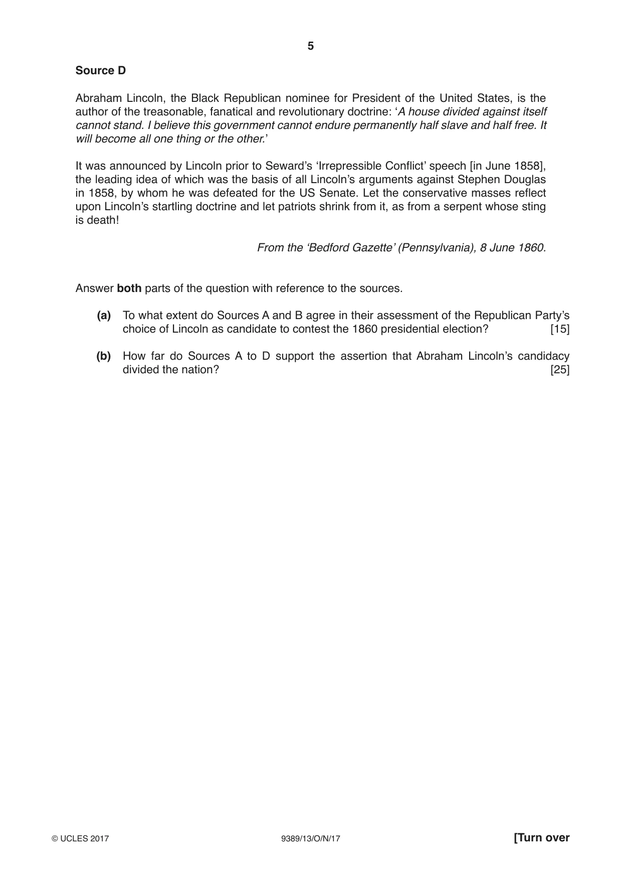 Cambridge A Level History 9389 2017 Oct/Nov Paper 1 · Variant 3 question paper, page 5 of 8