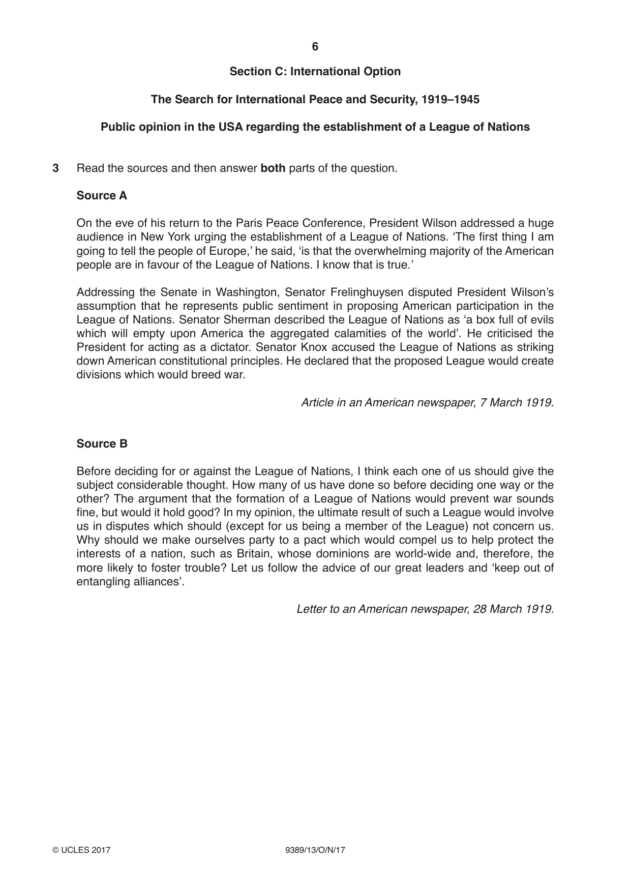 Cambridge A Level History 9389 2017 Oct/Nov Paper 1 · Variant 3 question paper, page 6 of 8