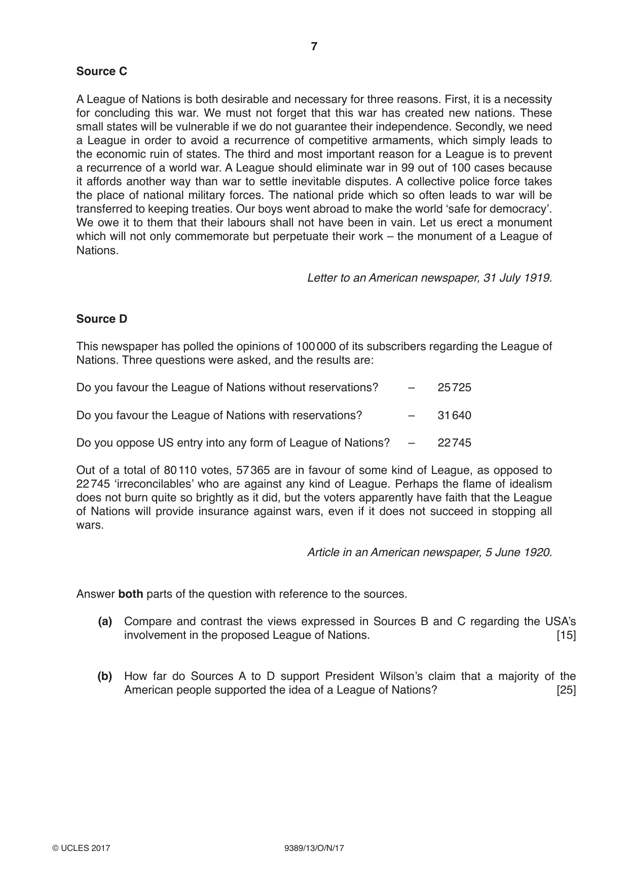 Cambridge A Level History 9389 2017 Oct/Nov Paper 1 · Variant 3 question paper, page 7 of 8