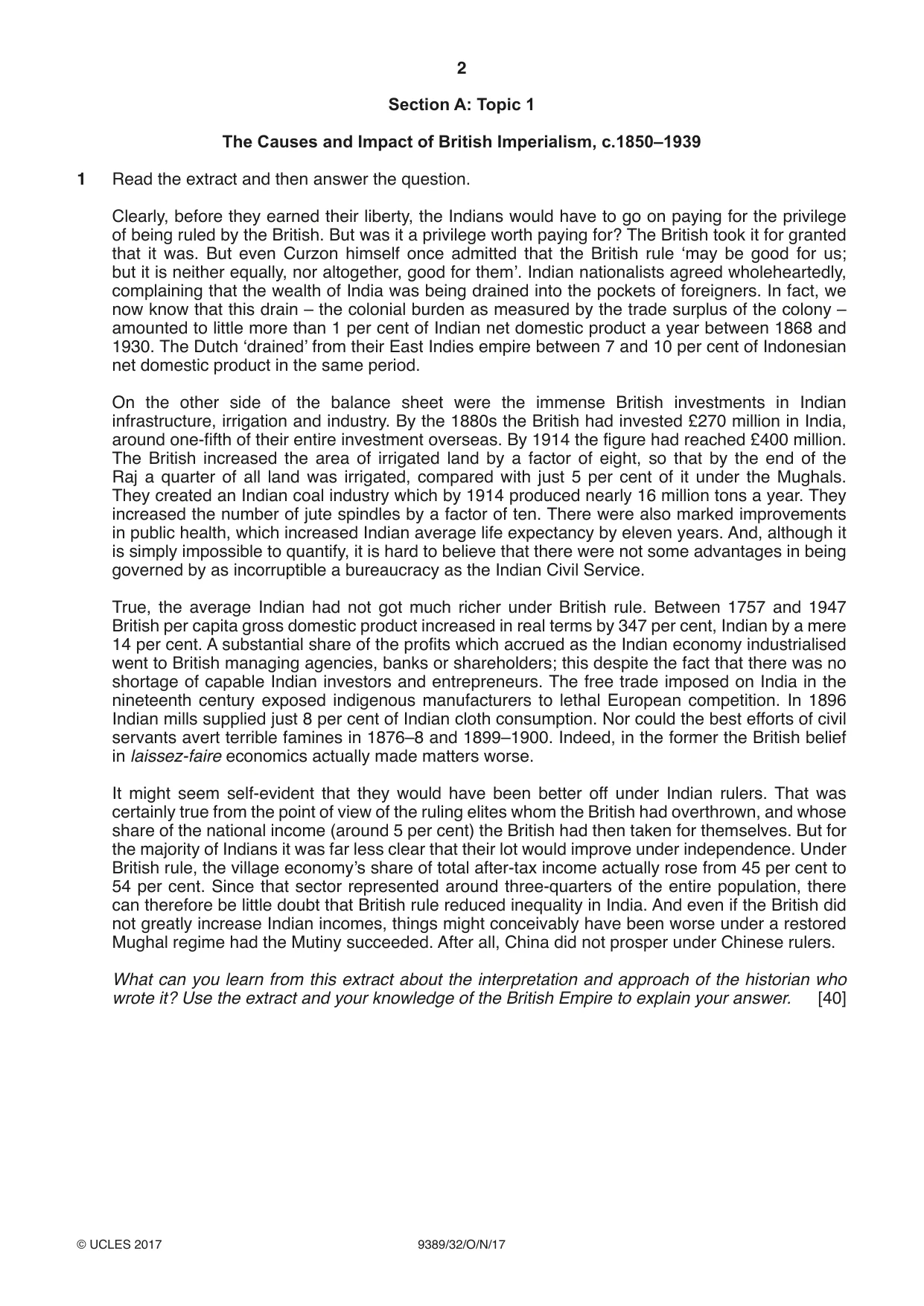Cambridge A Level History 9389 2017 Oct/Nov Paper 3 · Variant 2 question paper, page 2 of 4