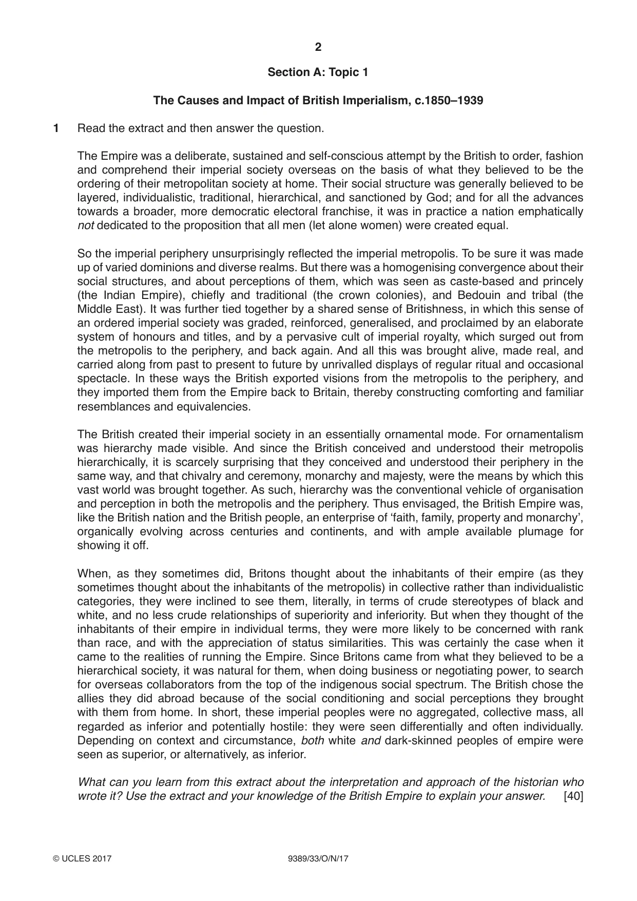 Cambridge A Level History 9389 2017 Oct/Nov Paper 3 · Variant 3 question paper, page 2 of 4