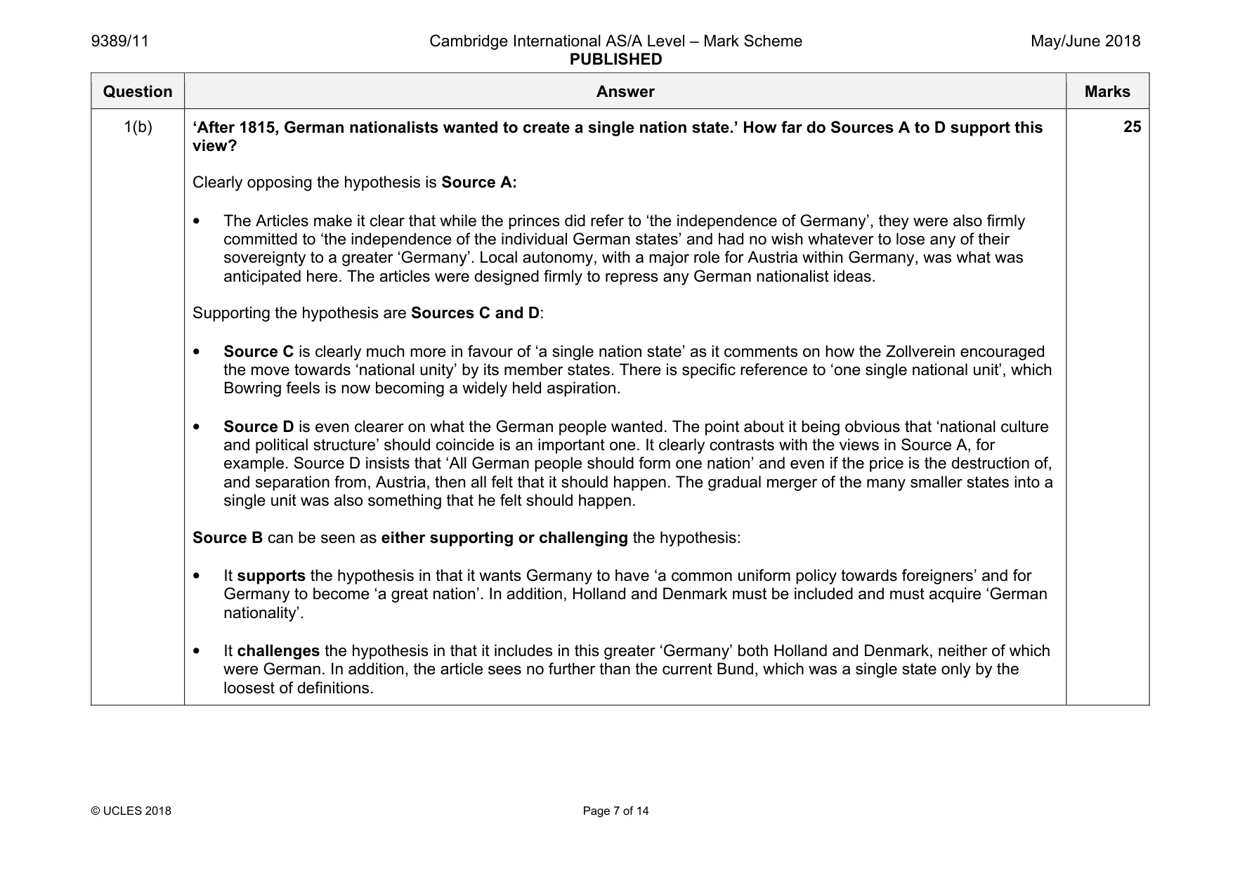 Mark scheme, page 7 of 14