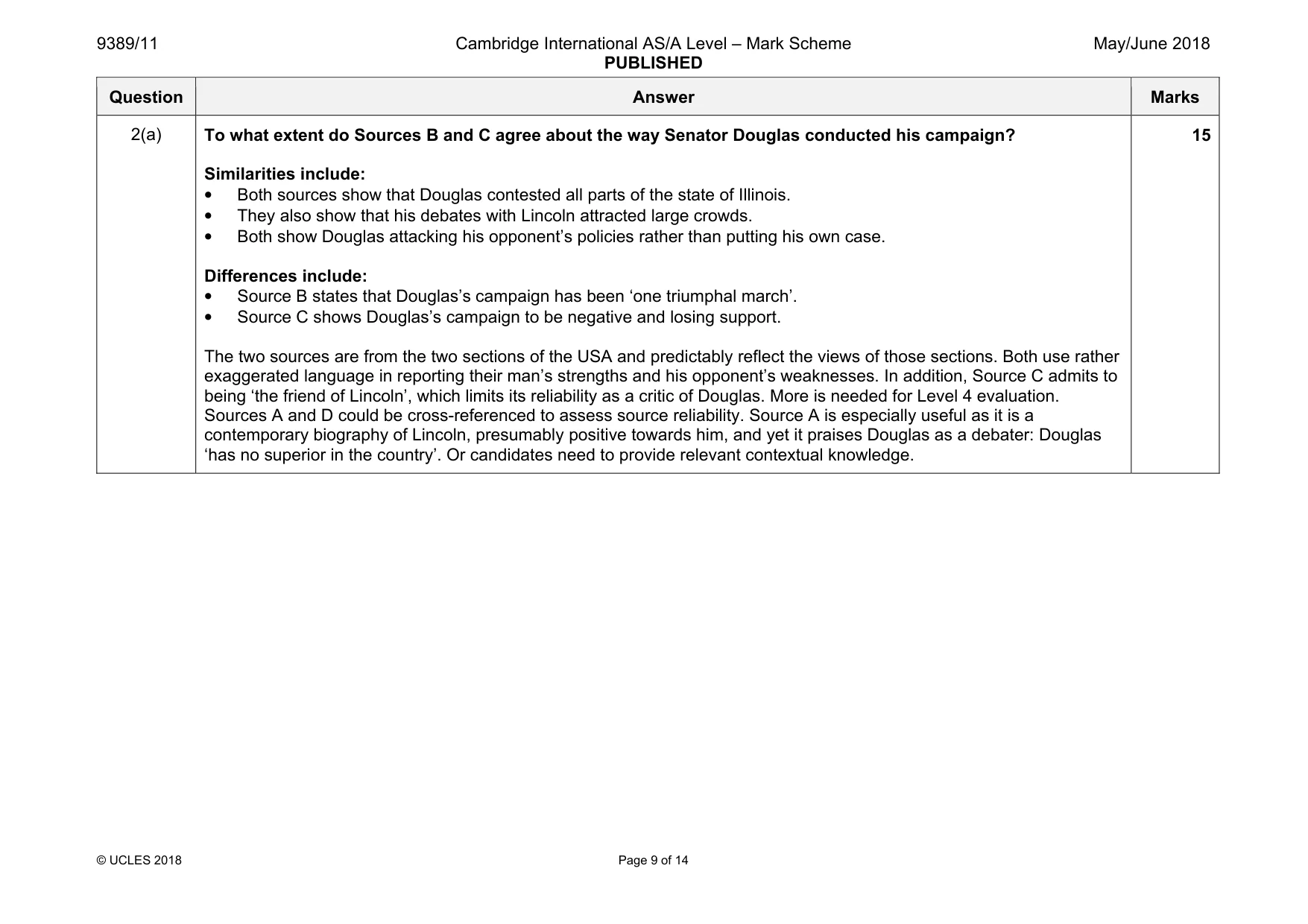 Mark scheme, page 9 of 14