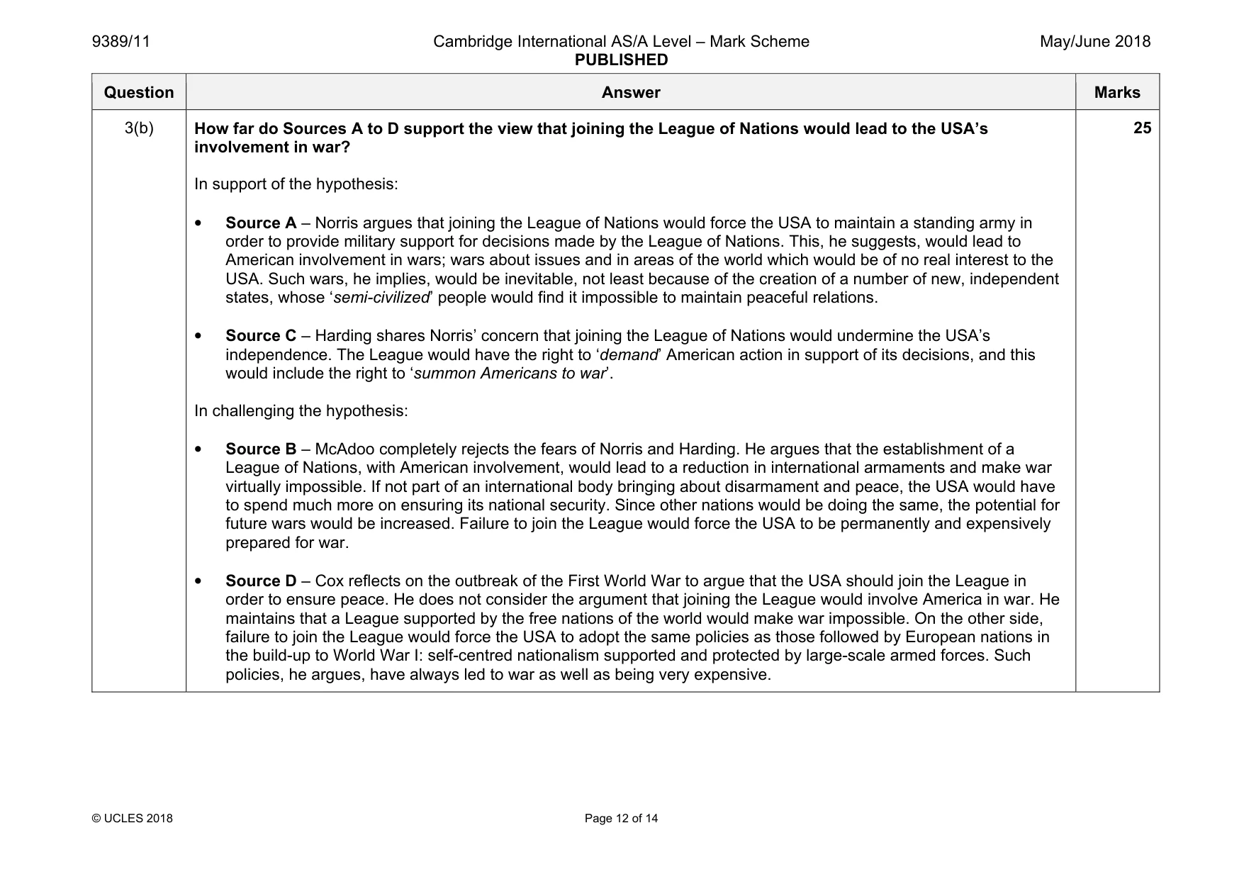 Mark scheme, page 12 of 14