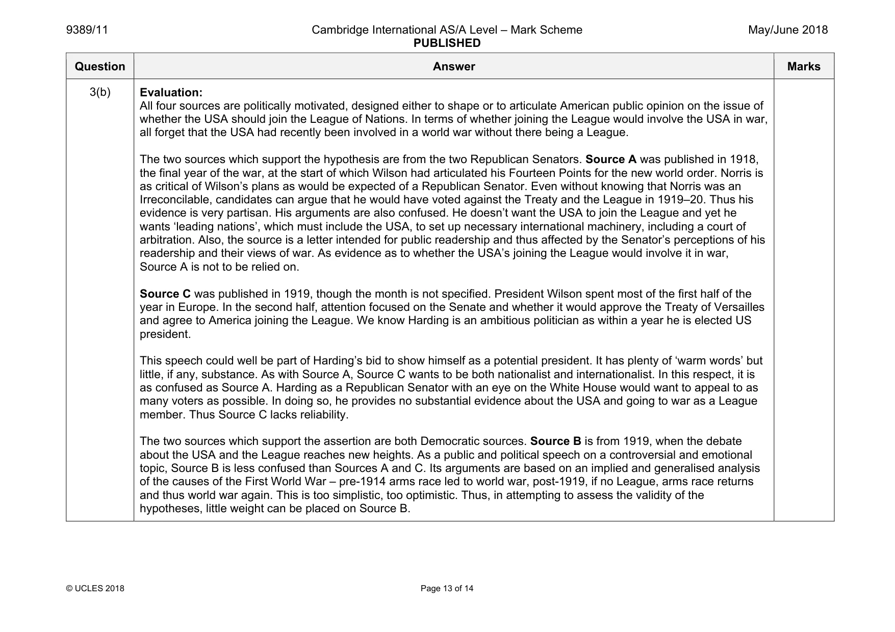 Mark scheme, page 13 of 14