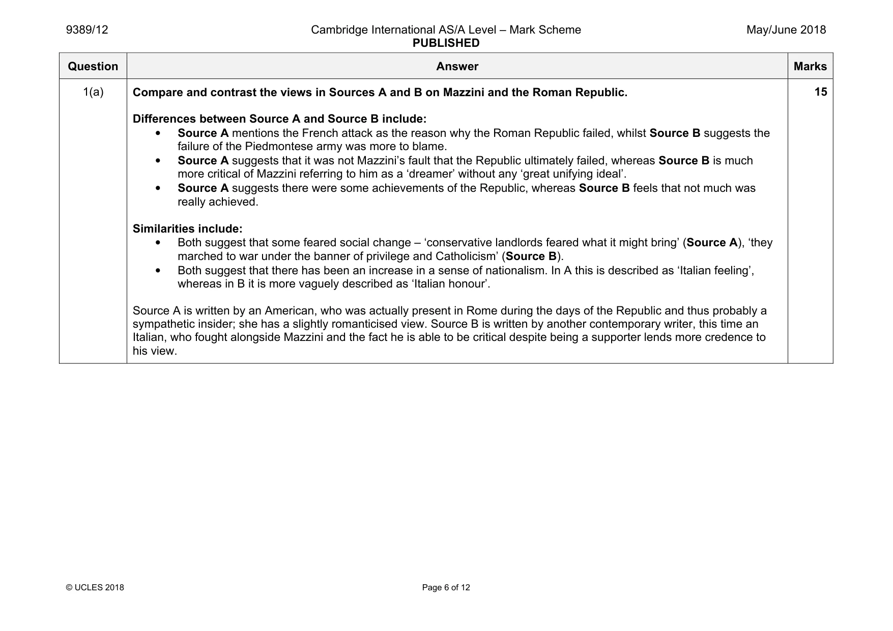 Mark scheme, page 6 of 12
