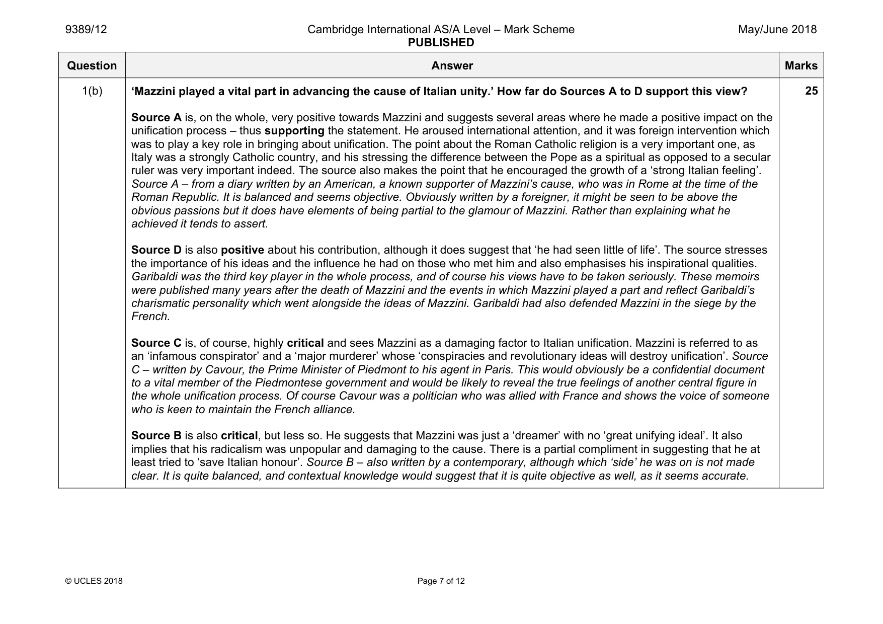Mark scheme, page 7 of 12
