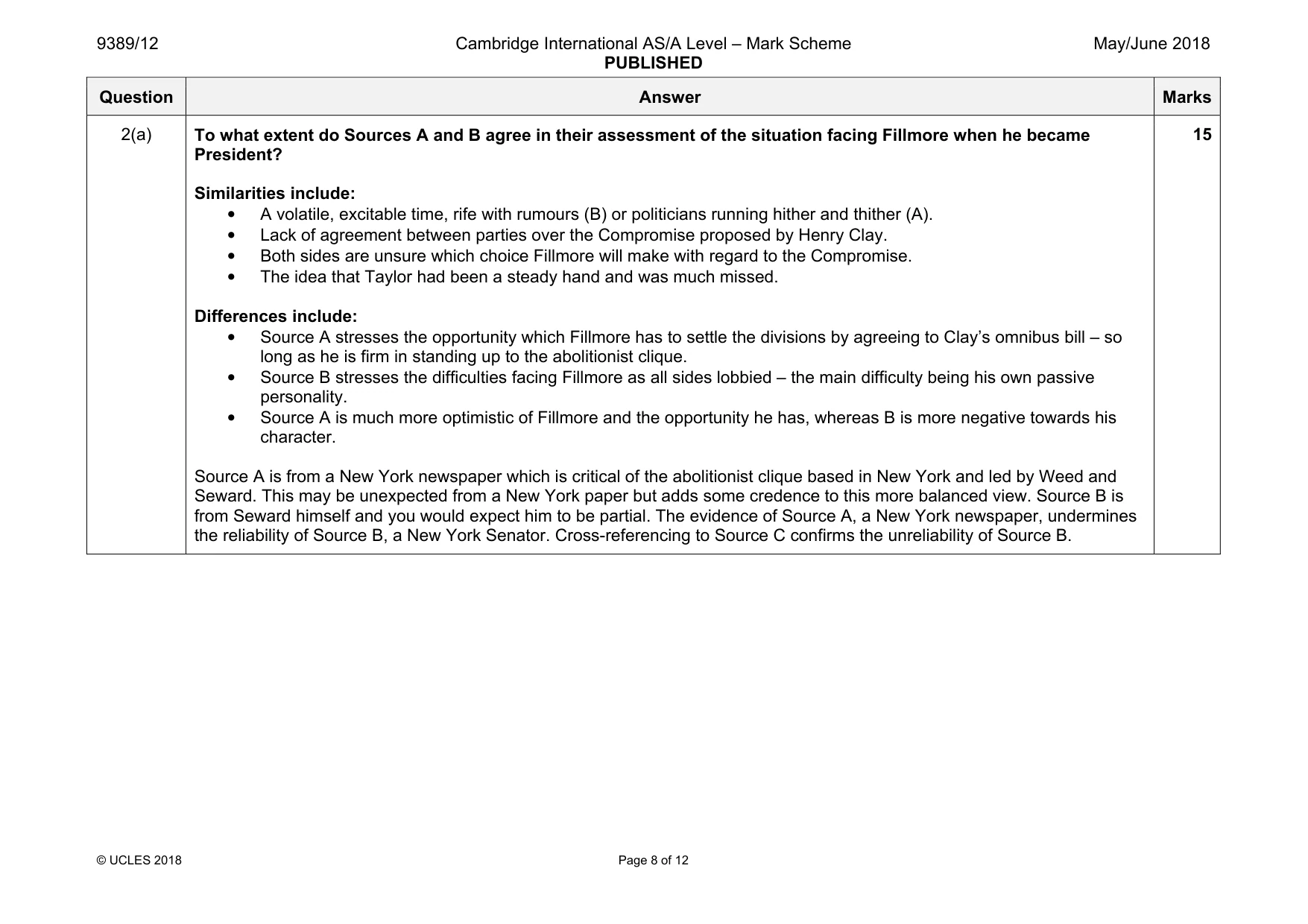 Mark scheme, page 8 of 12