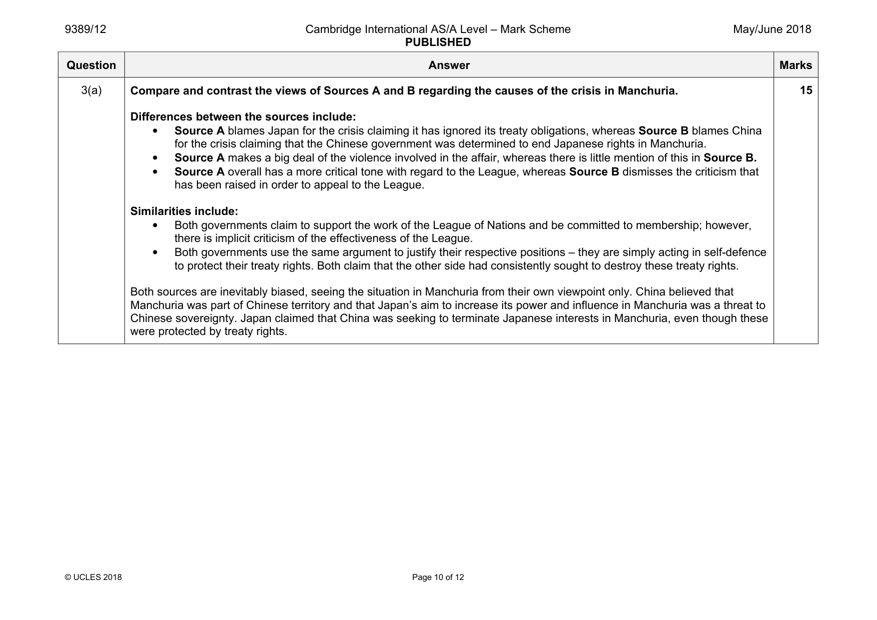 Mark scheme, page 10 of 12