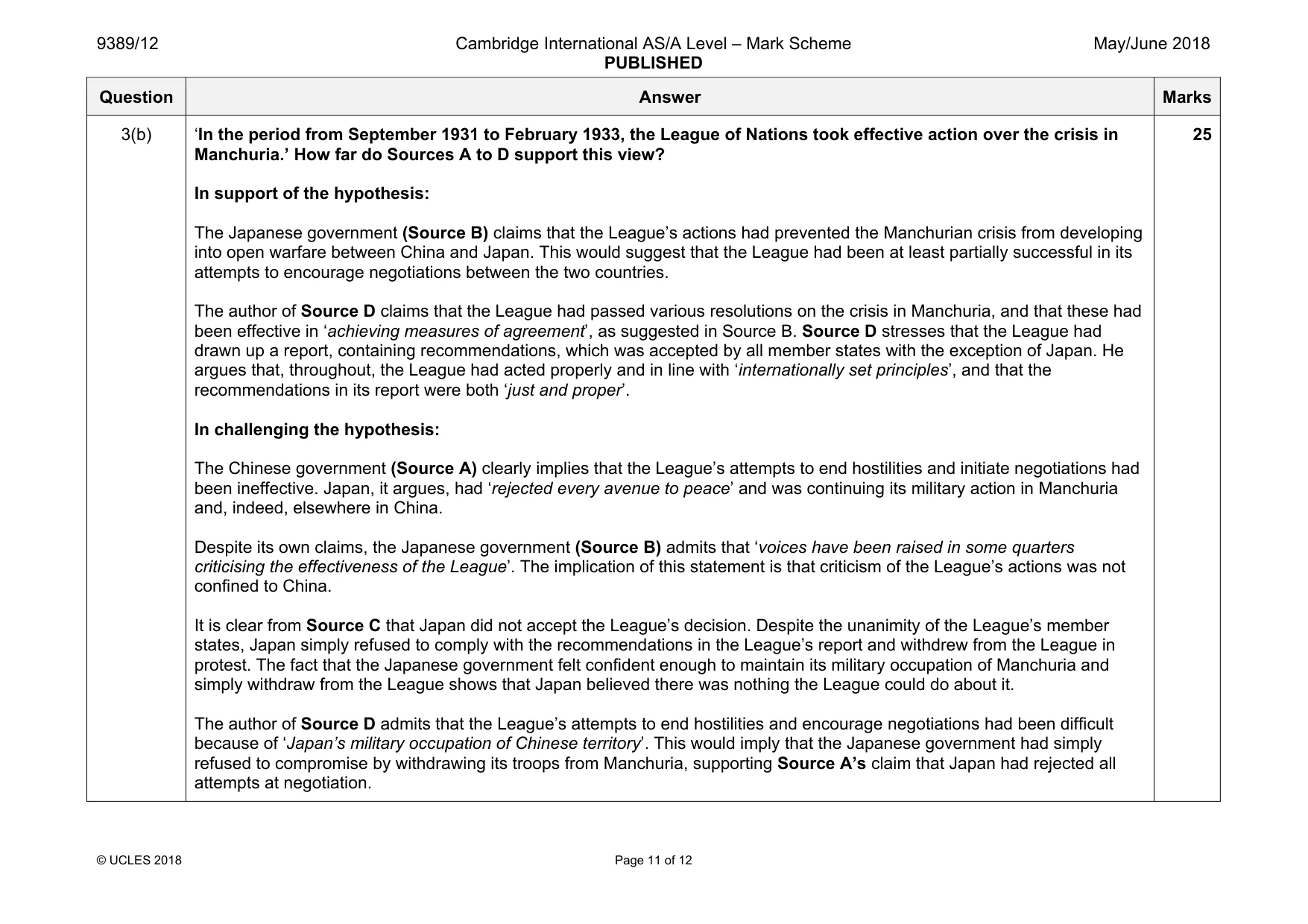 Mark scheme, page 11 of 12