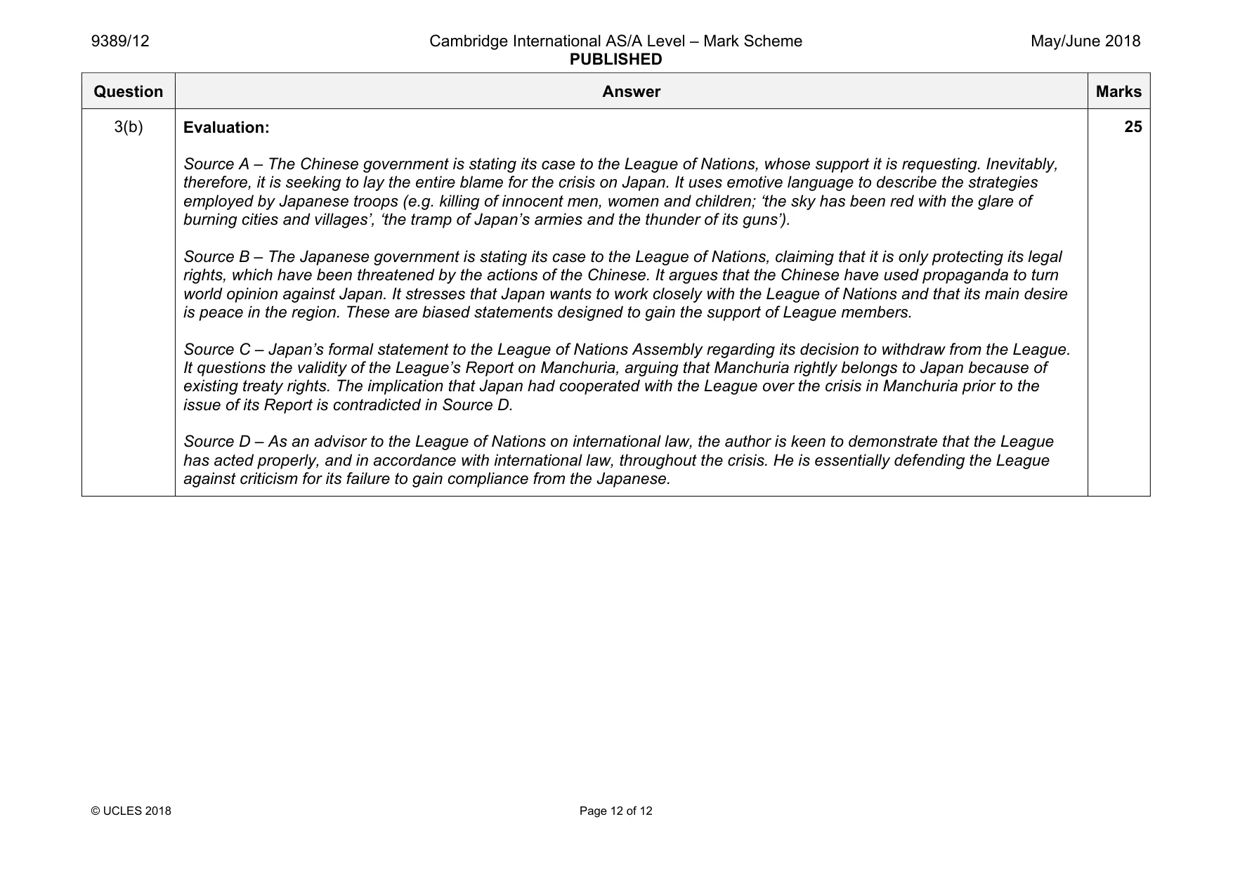 Mark scheme, page 12 of 12