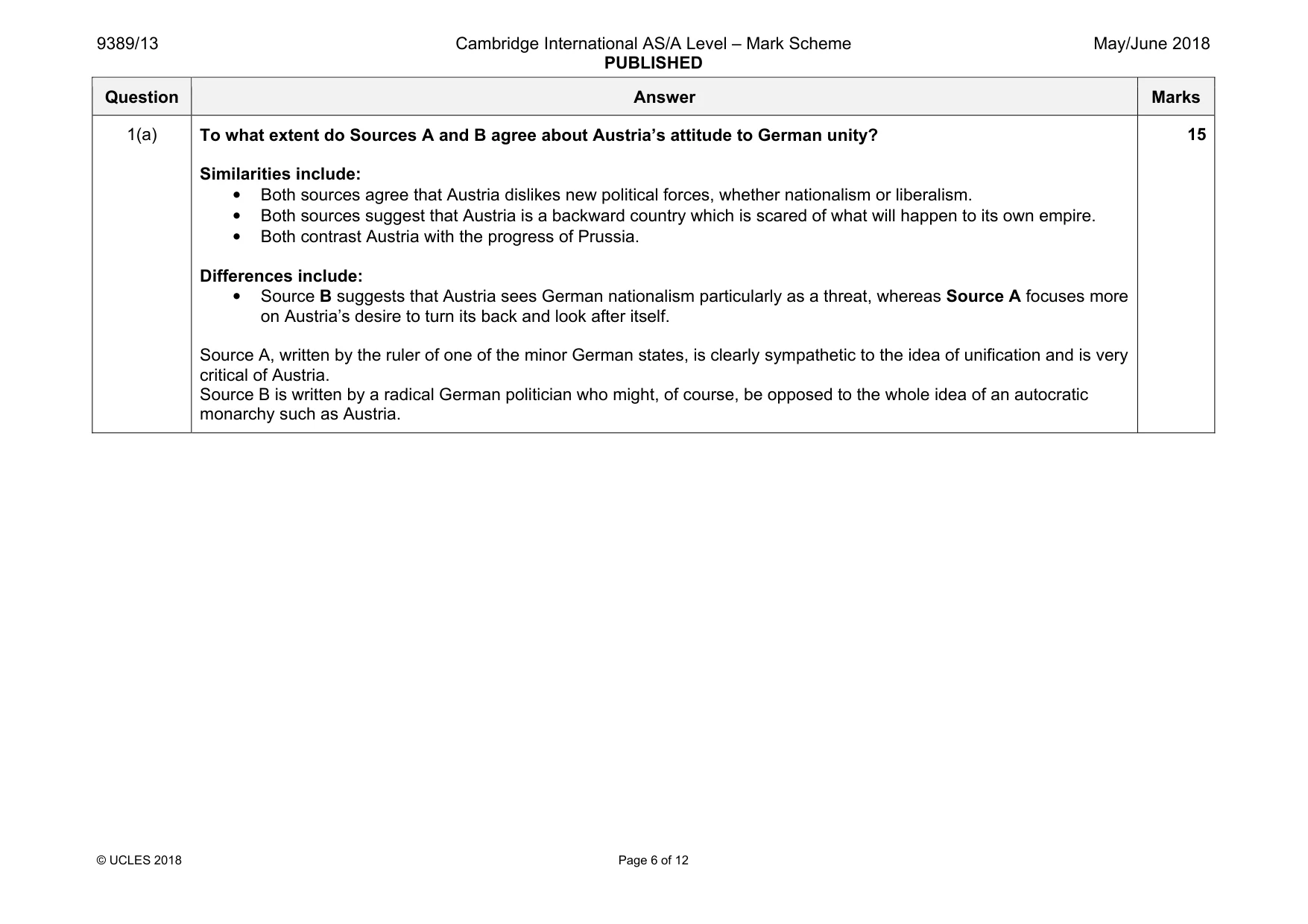 Mark scheme, page 6 of 12