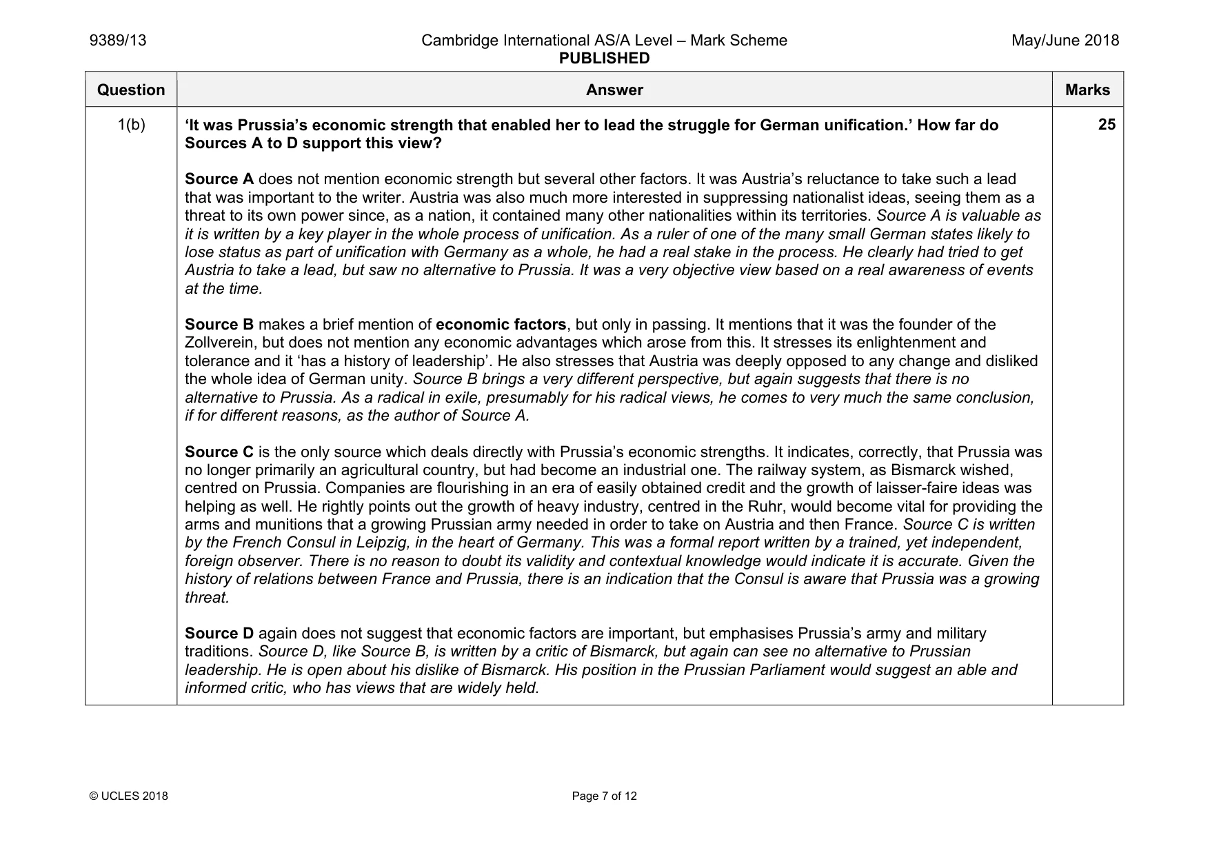 Mark scheme, page 7 of 12