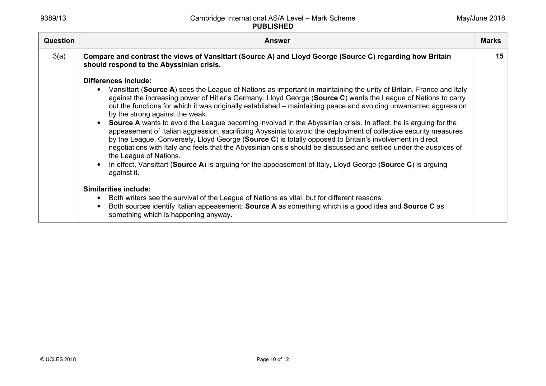 Mark scheme, page 10 of 12