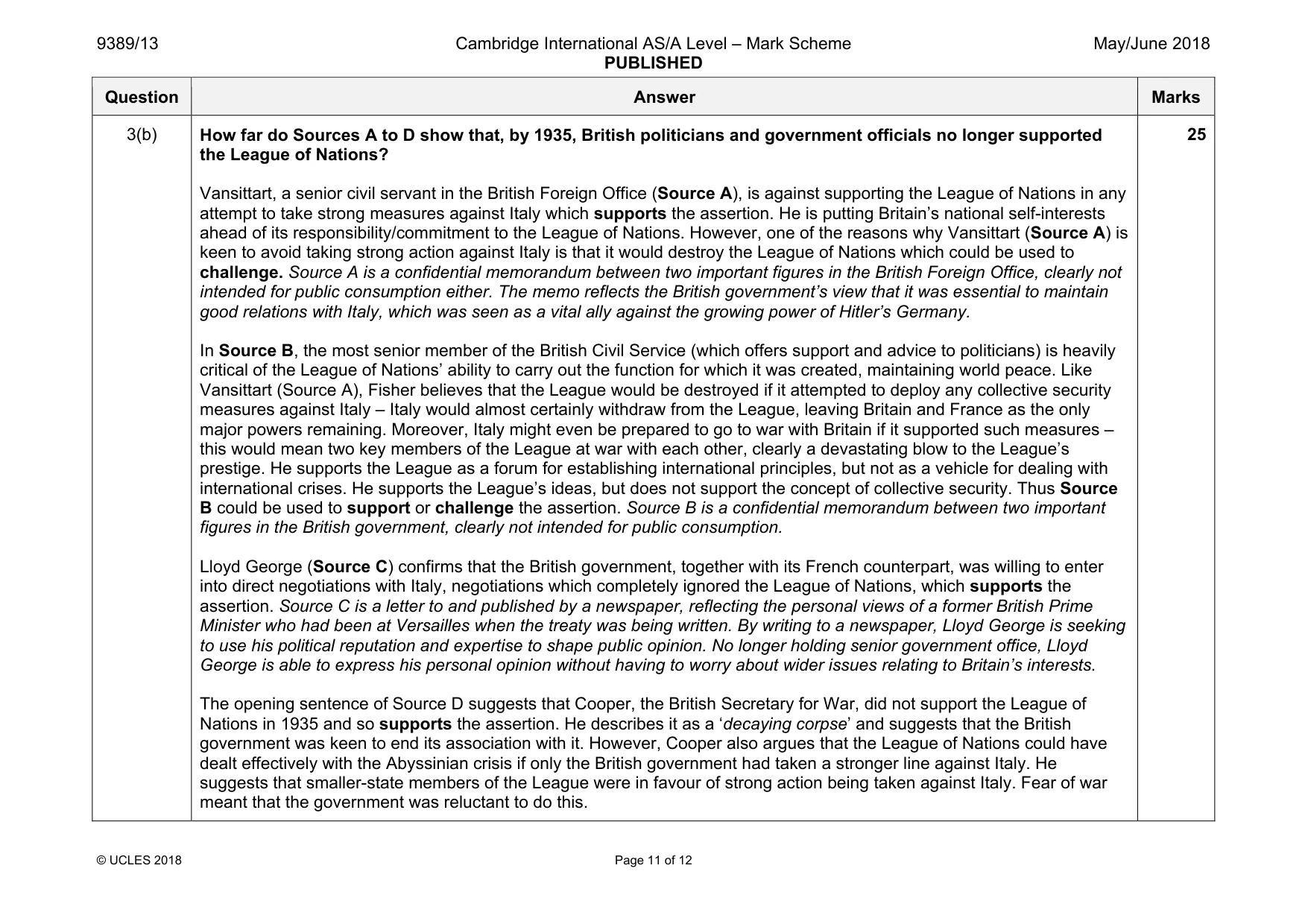 Mark scheme, page 11 of 12