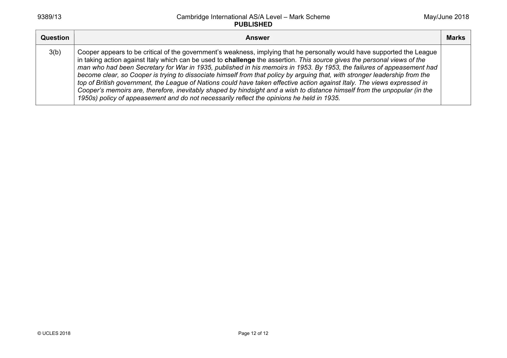 Mark scheme, page 12 of 12