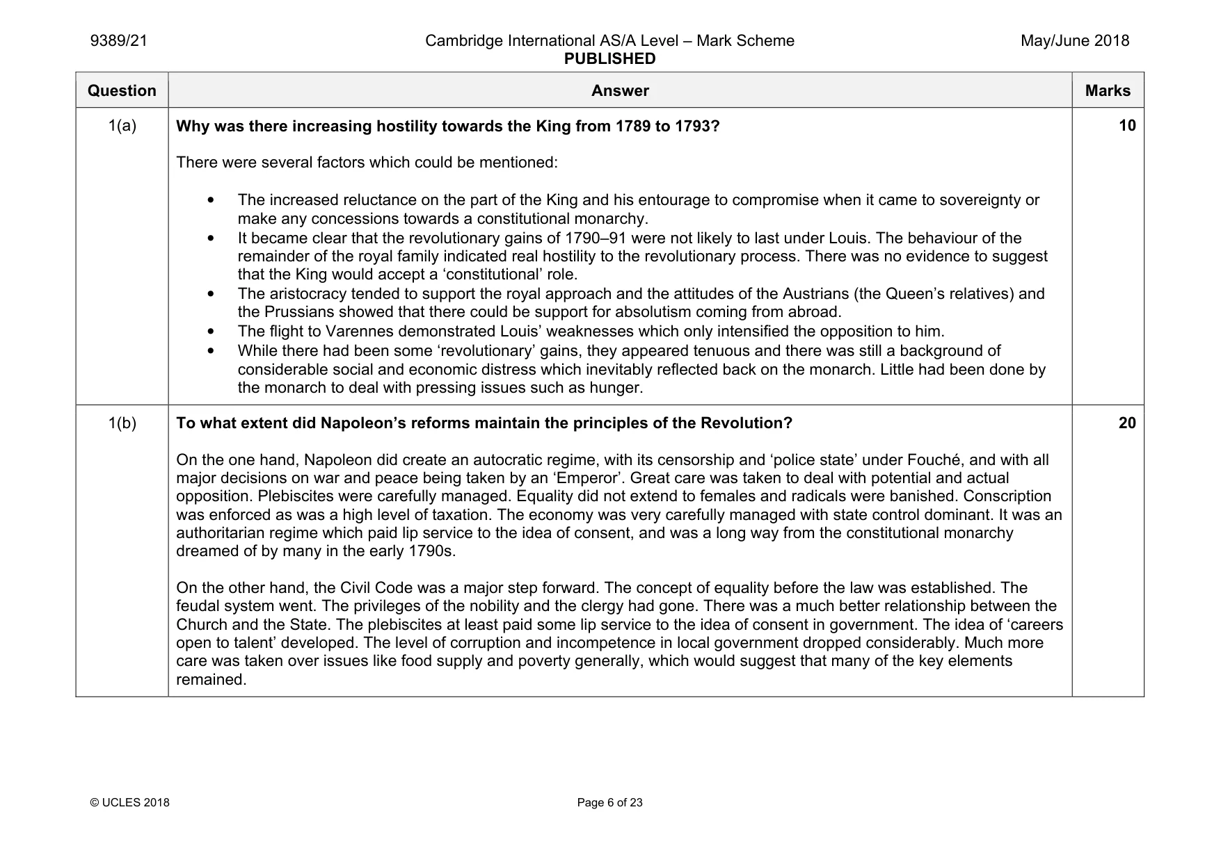 Mark scheme, page 6 of 23