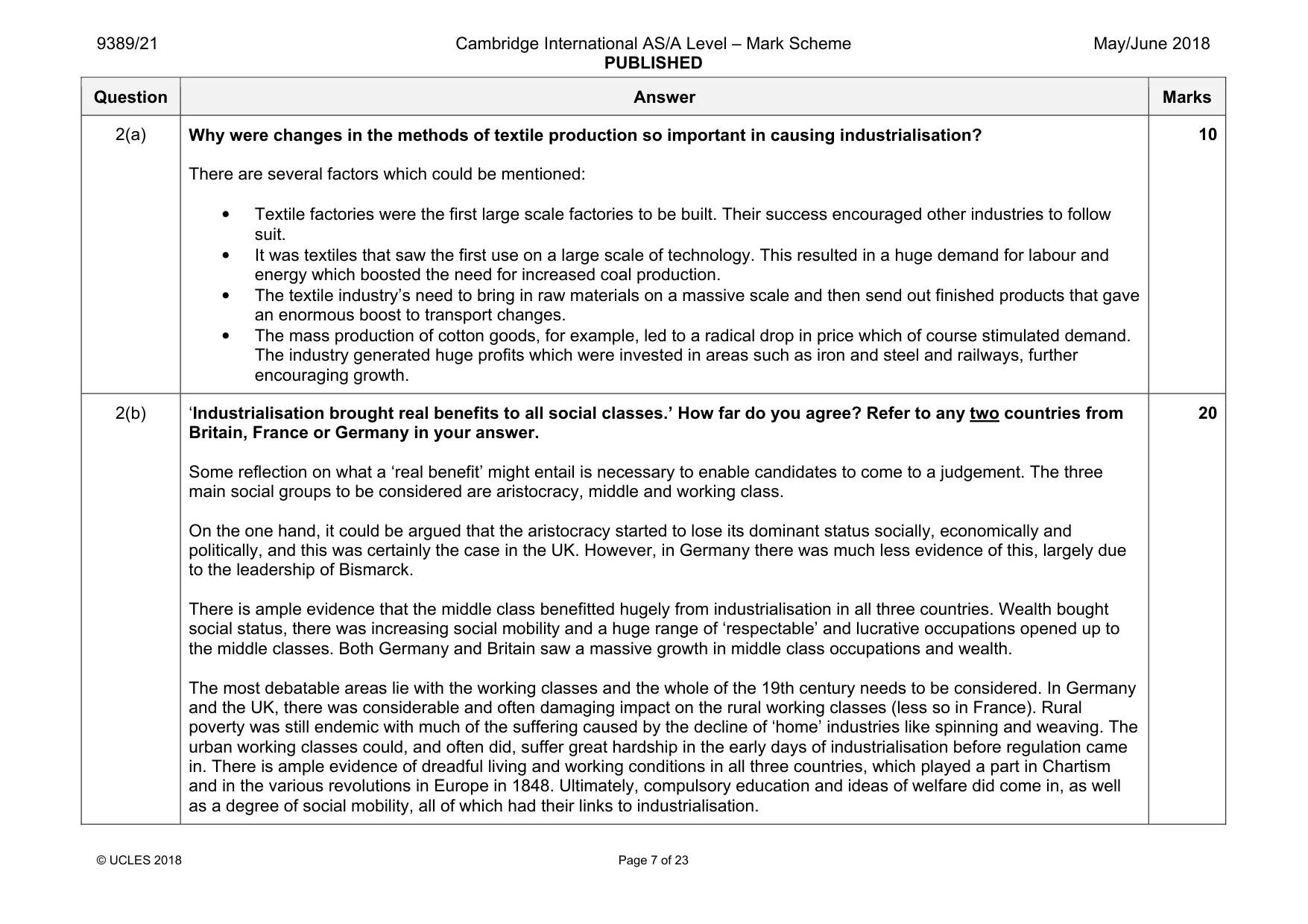 Mark scheme, page 7 of 23