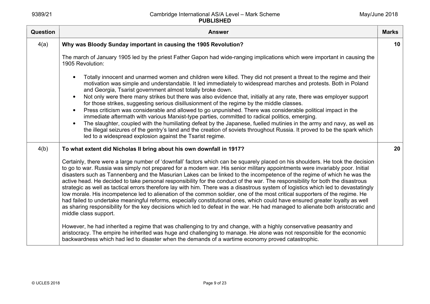 Mark scheme, page 9 of 23