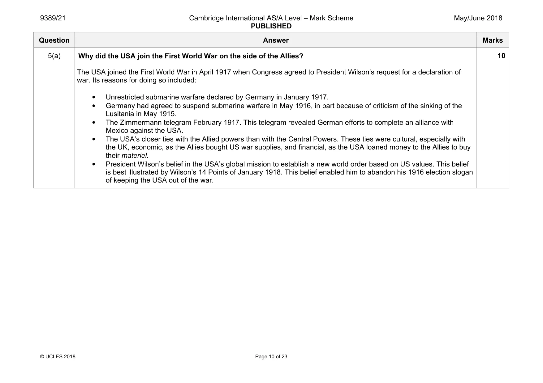 Mark scheme, page 10 of 23