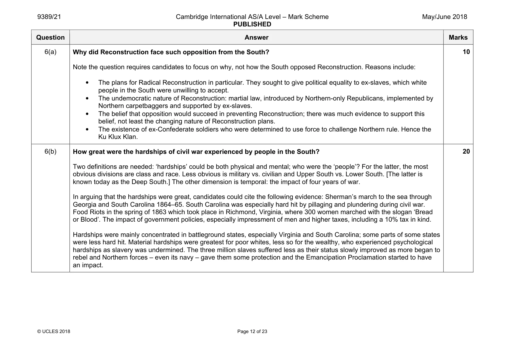 Mark scheme, page 12 of 23