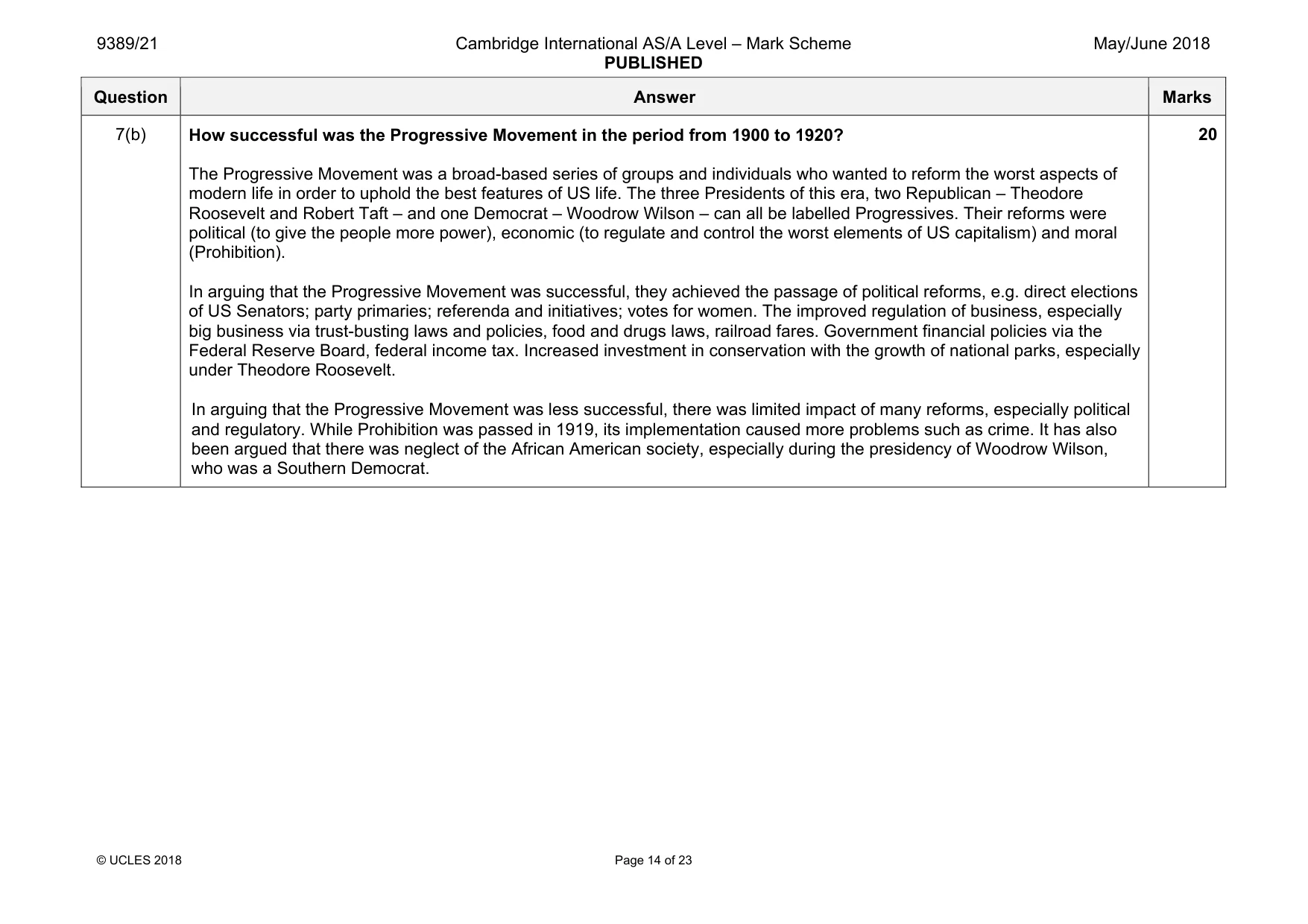 Mark scheme, page 14 of 23