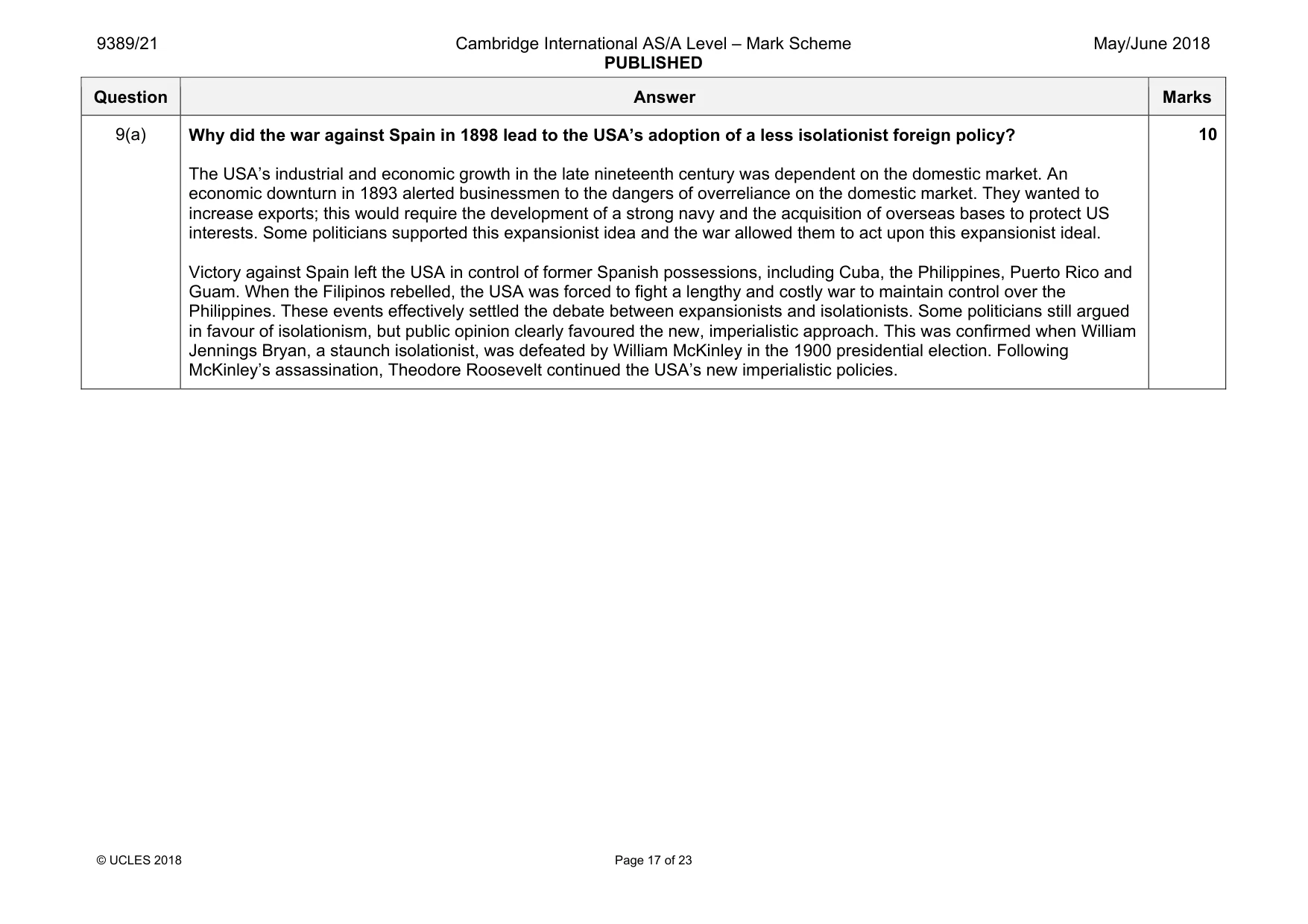Mark scheme, page 17 of 23
