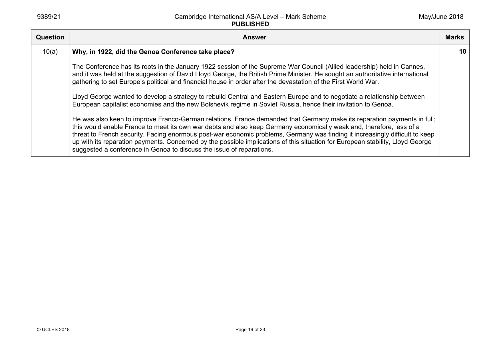 Mark scheme, page 19 of 23