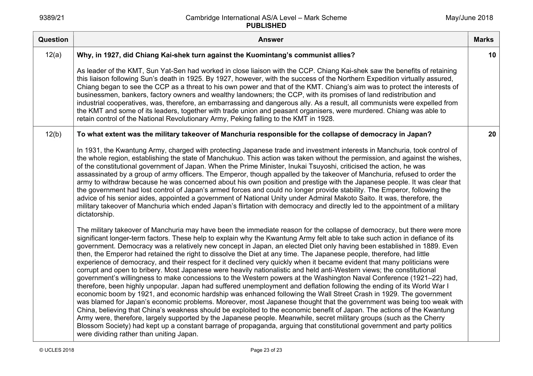 Mark scheme, page 23 of 23