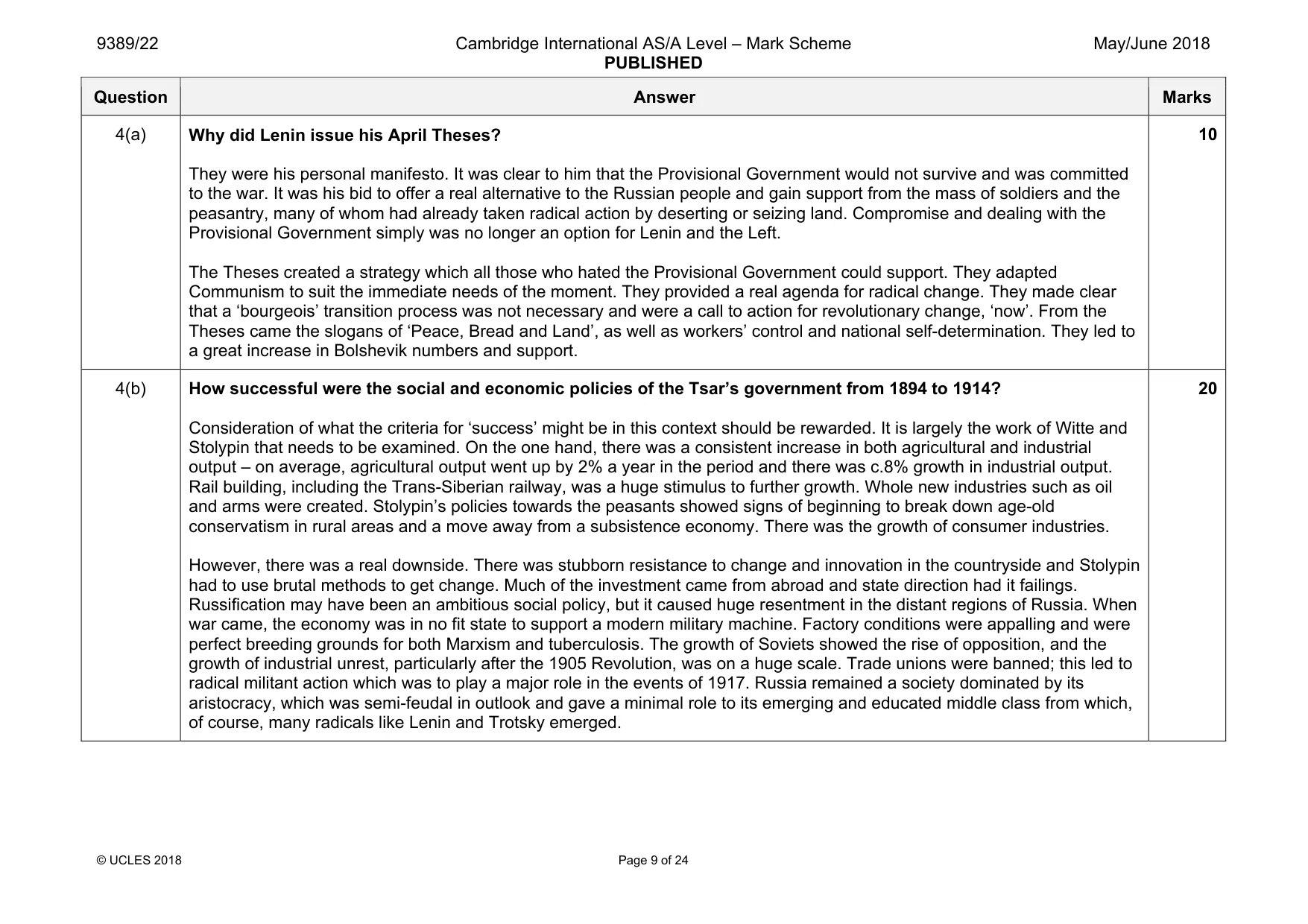 Mark scheme, page 9 of 24