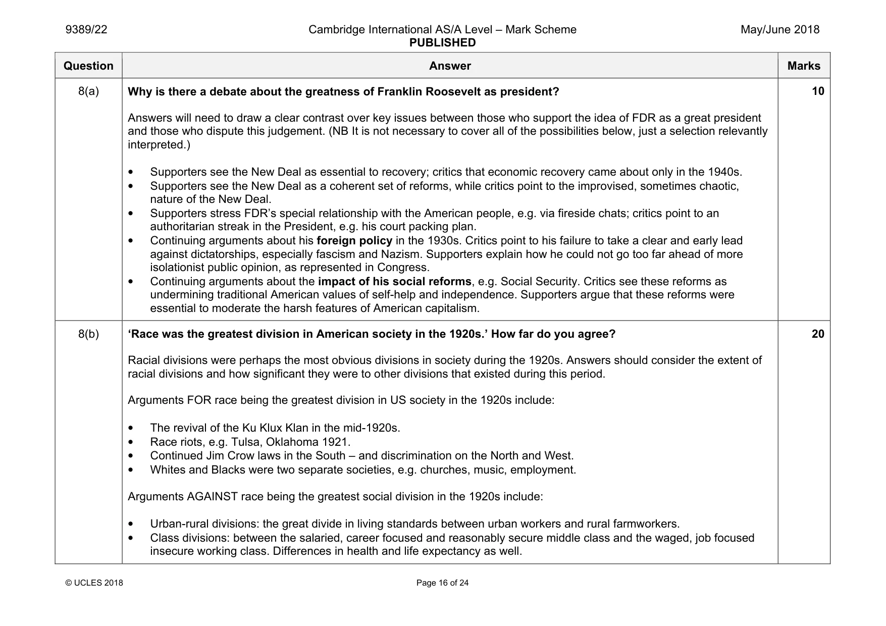 Mark scheme, page 16 of 24