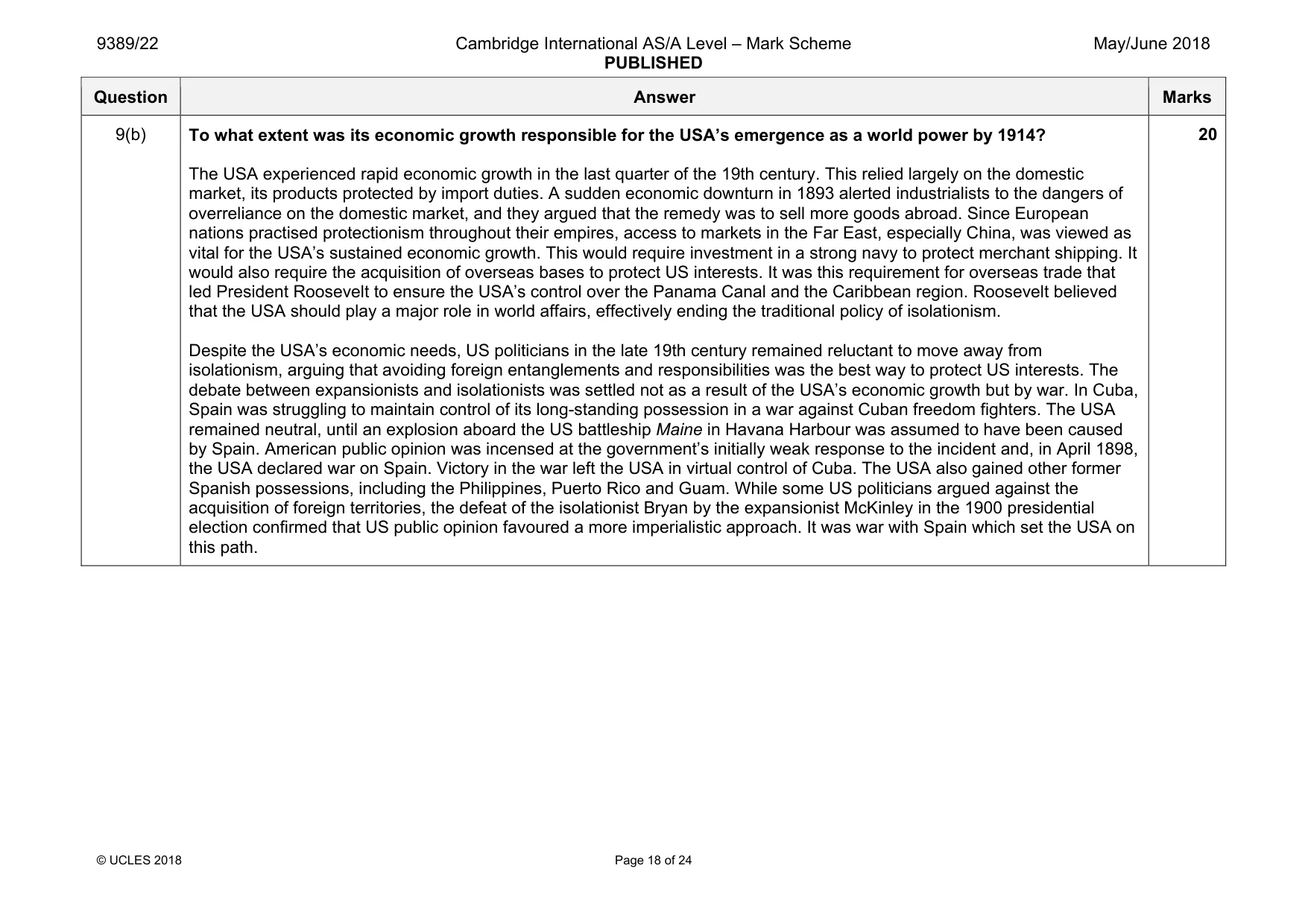 Mark scheme, page 18 of 24
