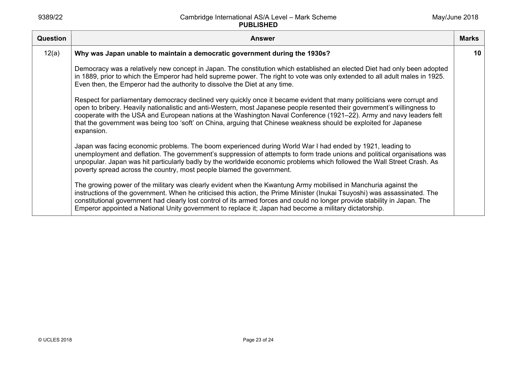 Mark scheme, page 23 of 24