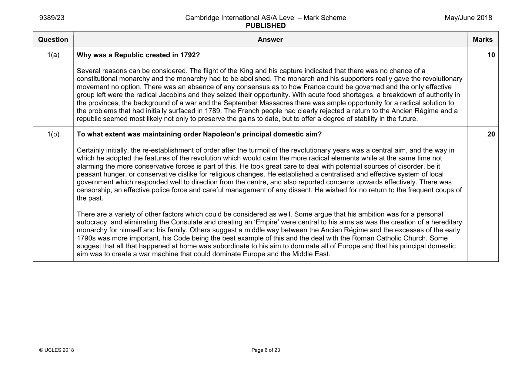 Mark scheme, page 6 of 23