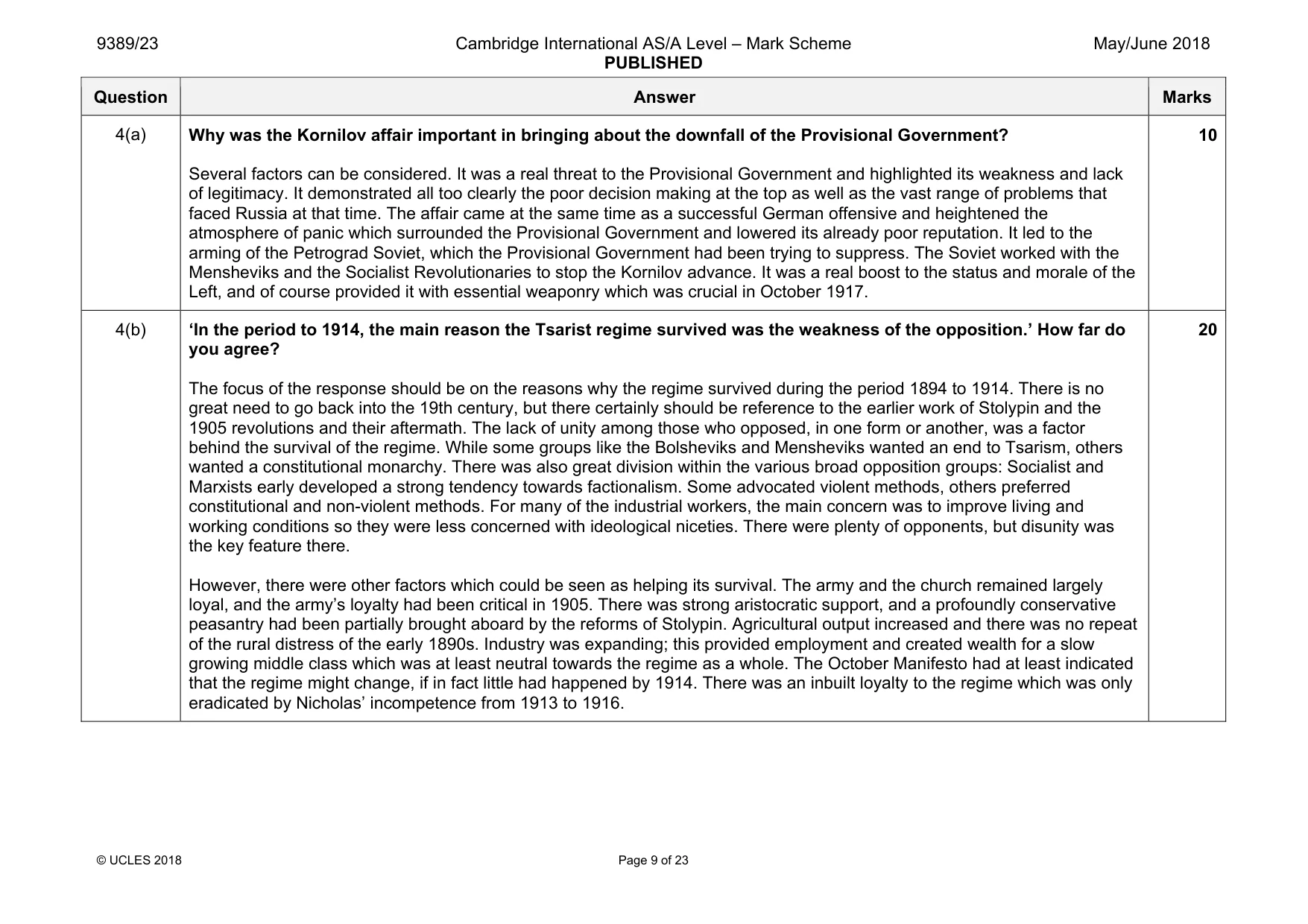 Mark scheme, page 9 of 23