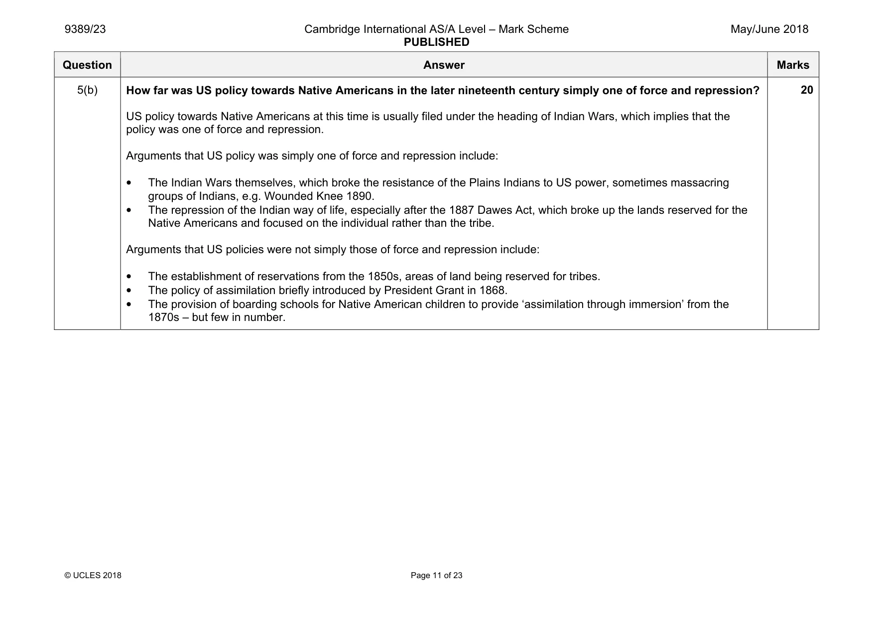 Mark scheme, page 11 of 23