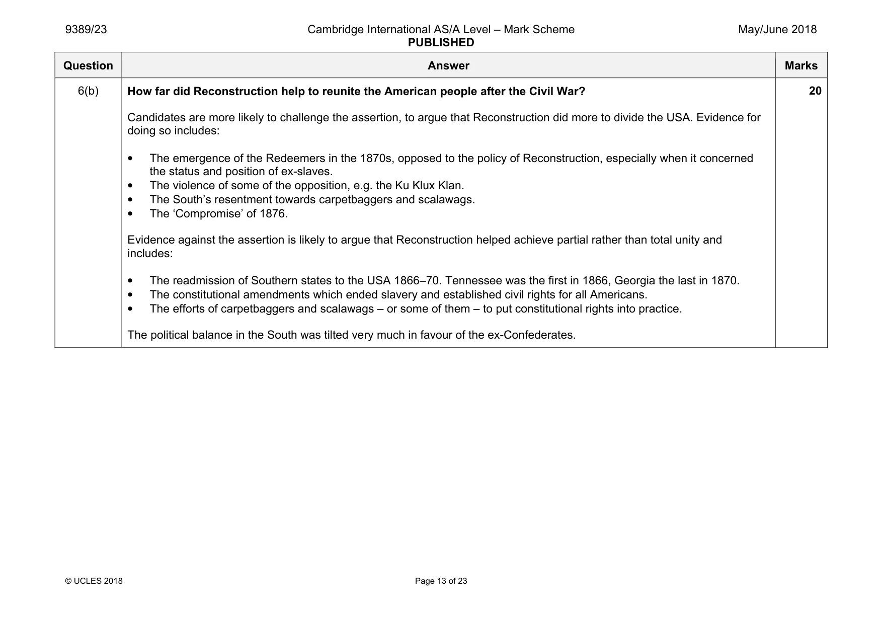Mark scheme, page 13 of 23