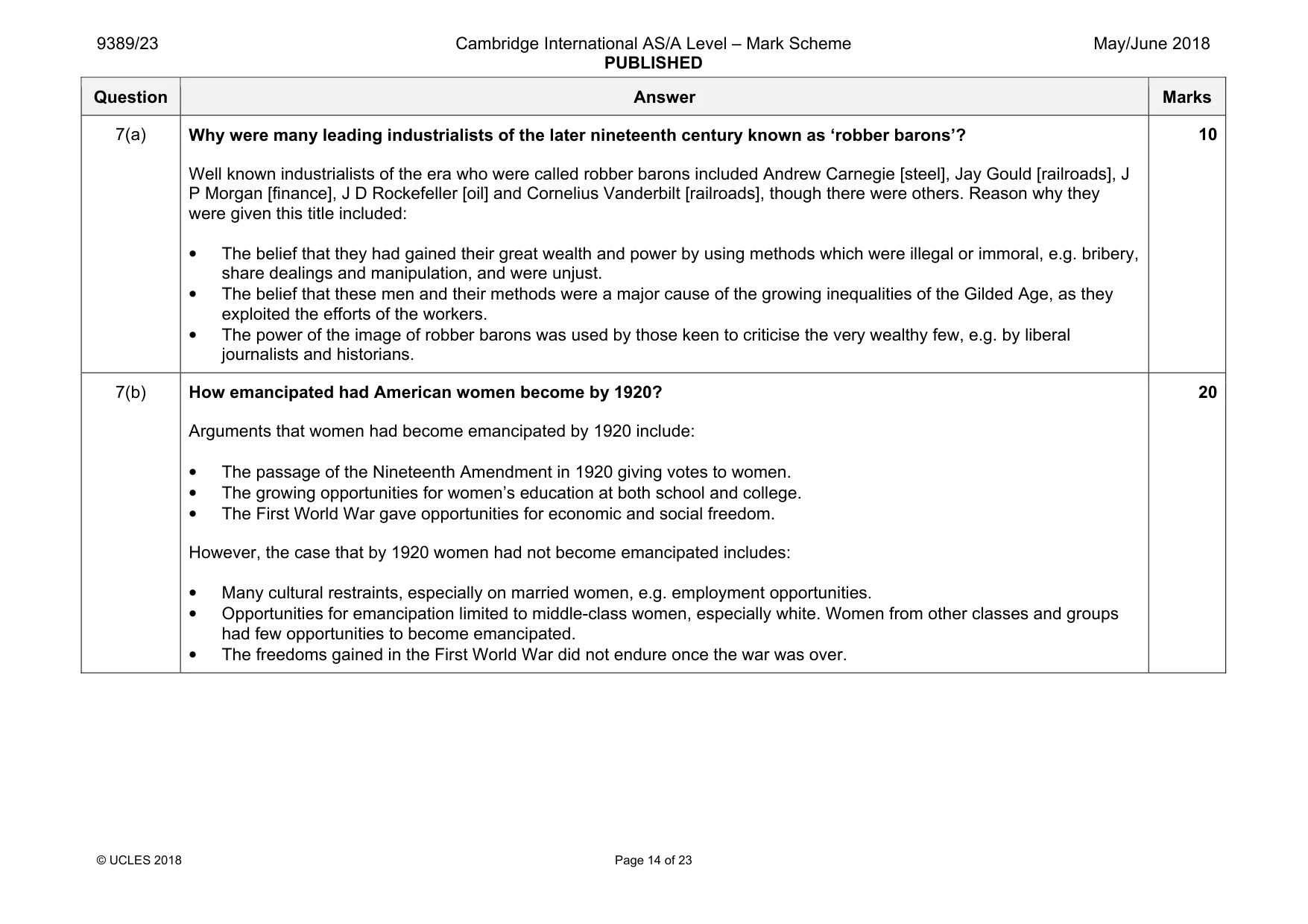 Mark scheme, page 14 of 23