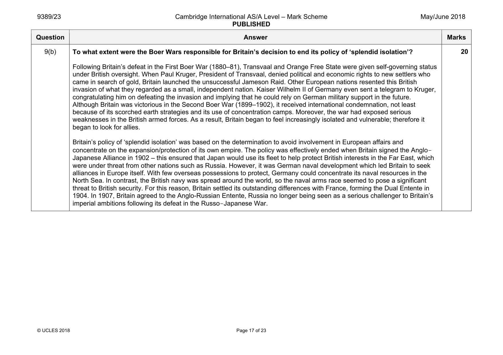 Mark scheme, page 17 of 23