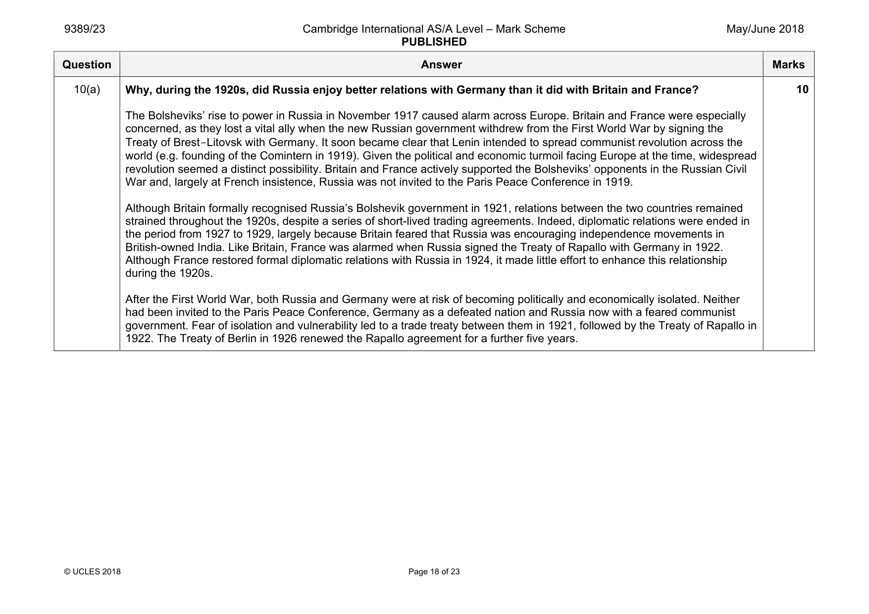 Mark scheme, page 18 of 23