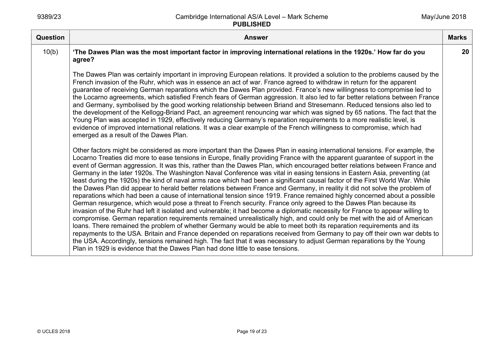 Mark scheme, page 19 of 23