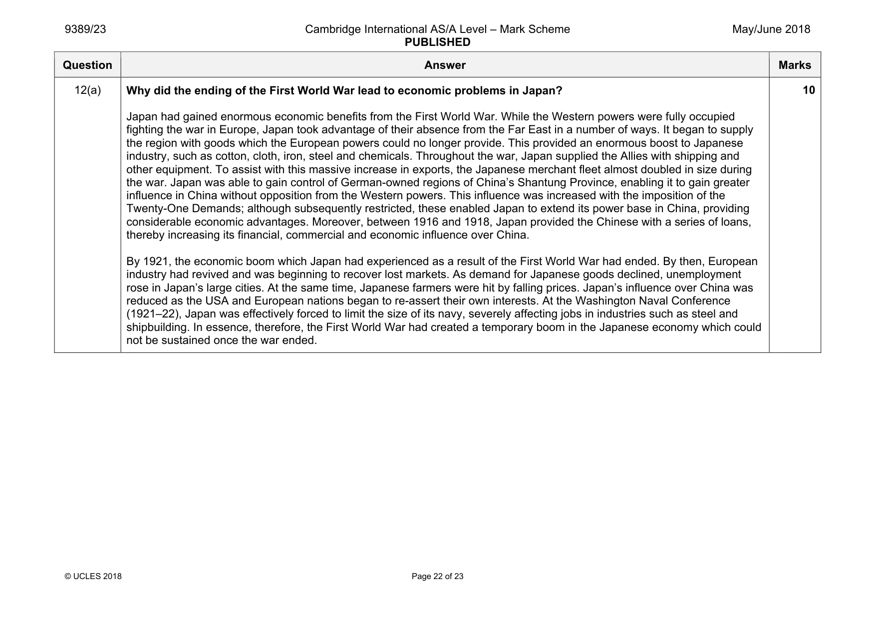 Mark scheme, page 22 of 23