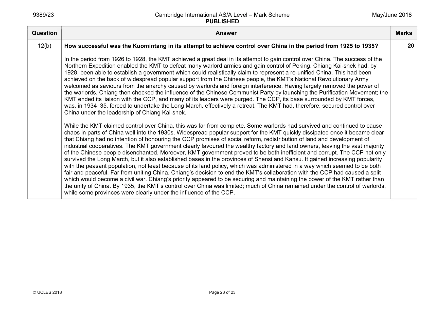 Mark scheme, page 23 of 23