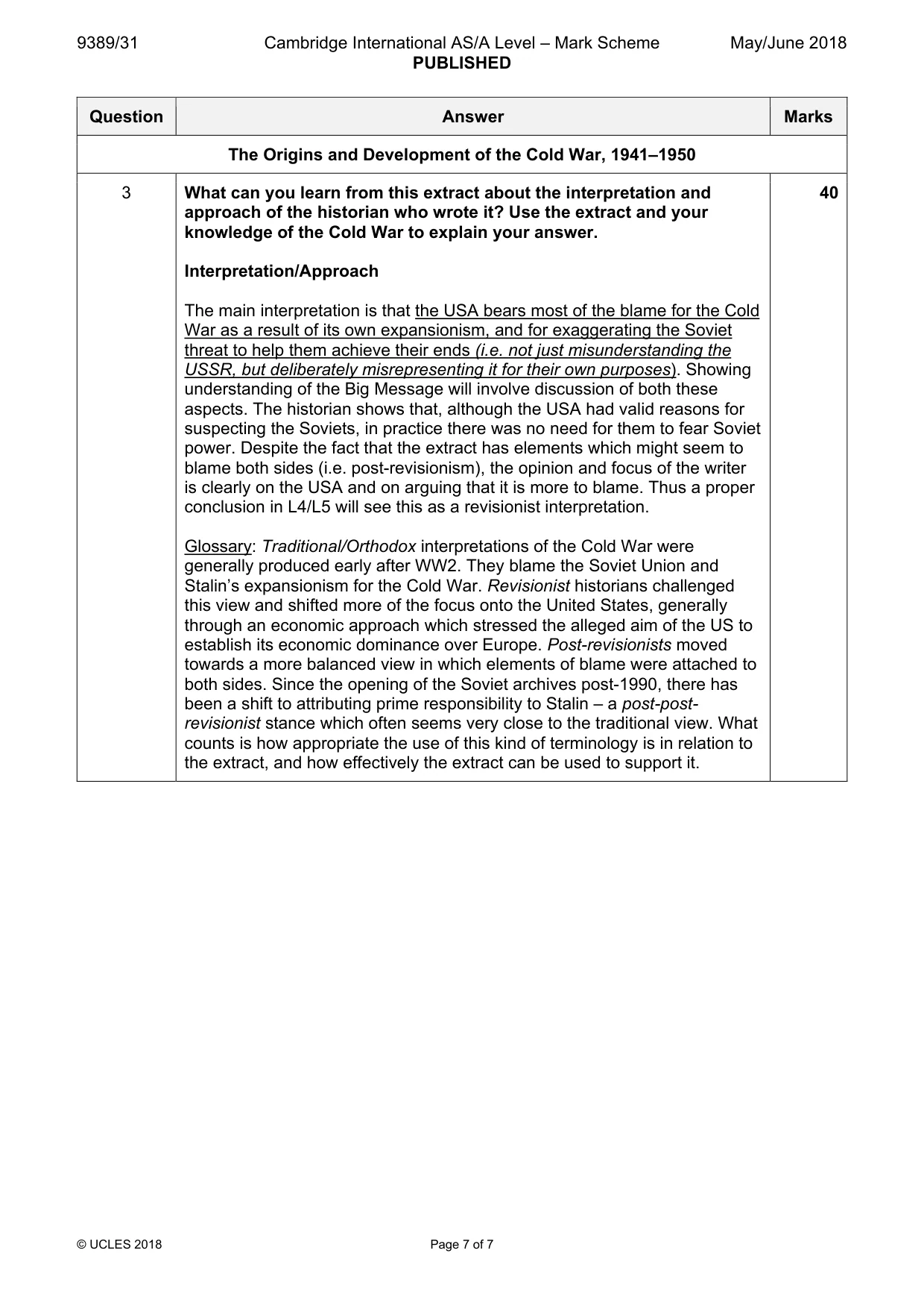 Mark scheme, page 7 of 7