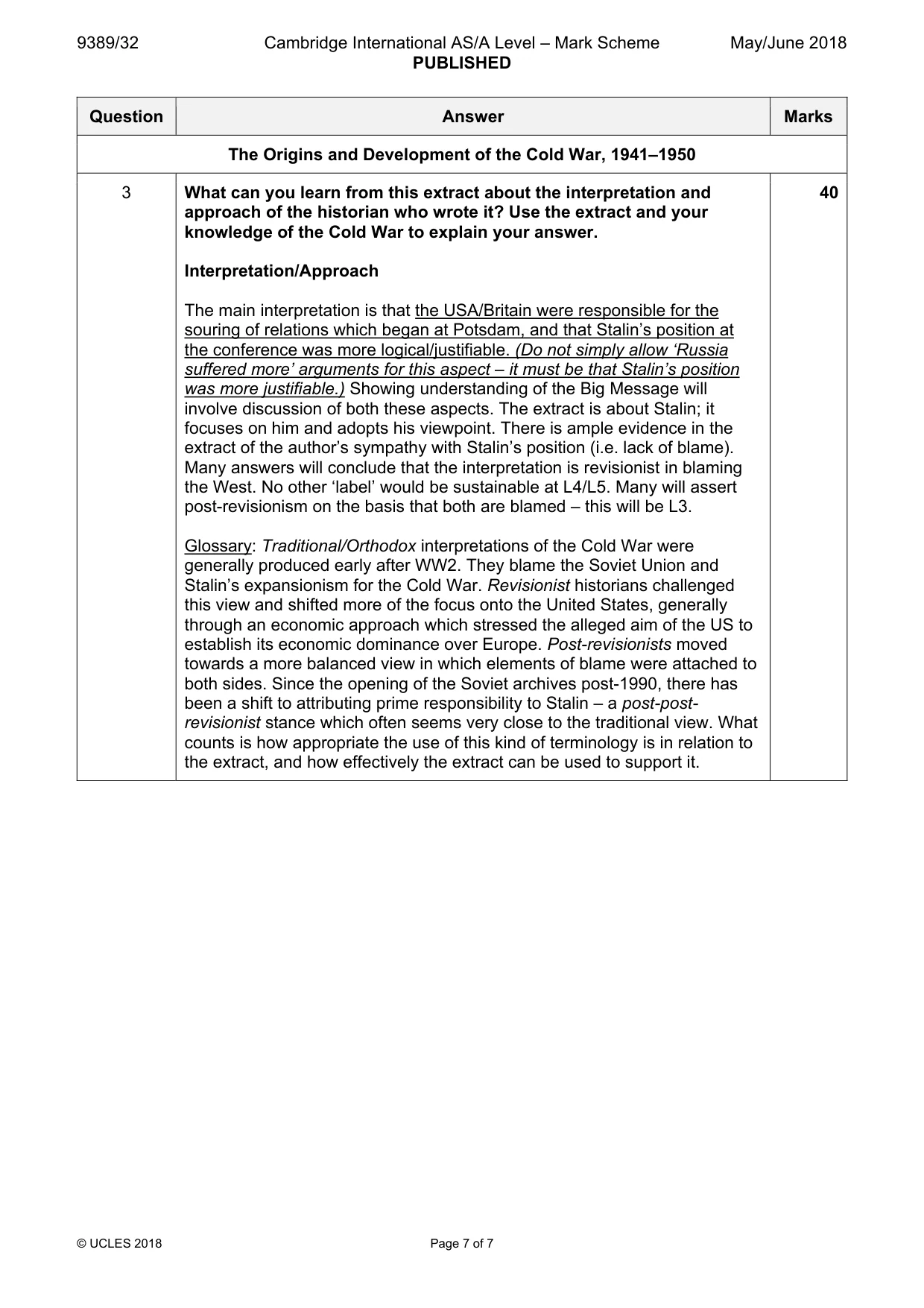Mark scheme, page 7 of 7