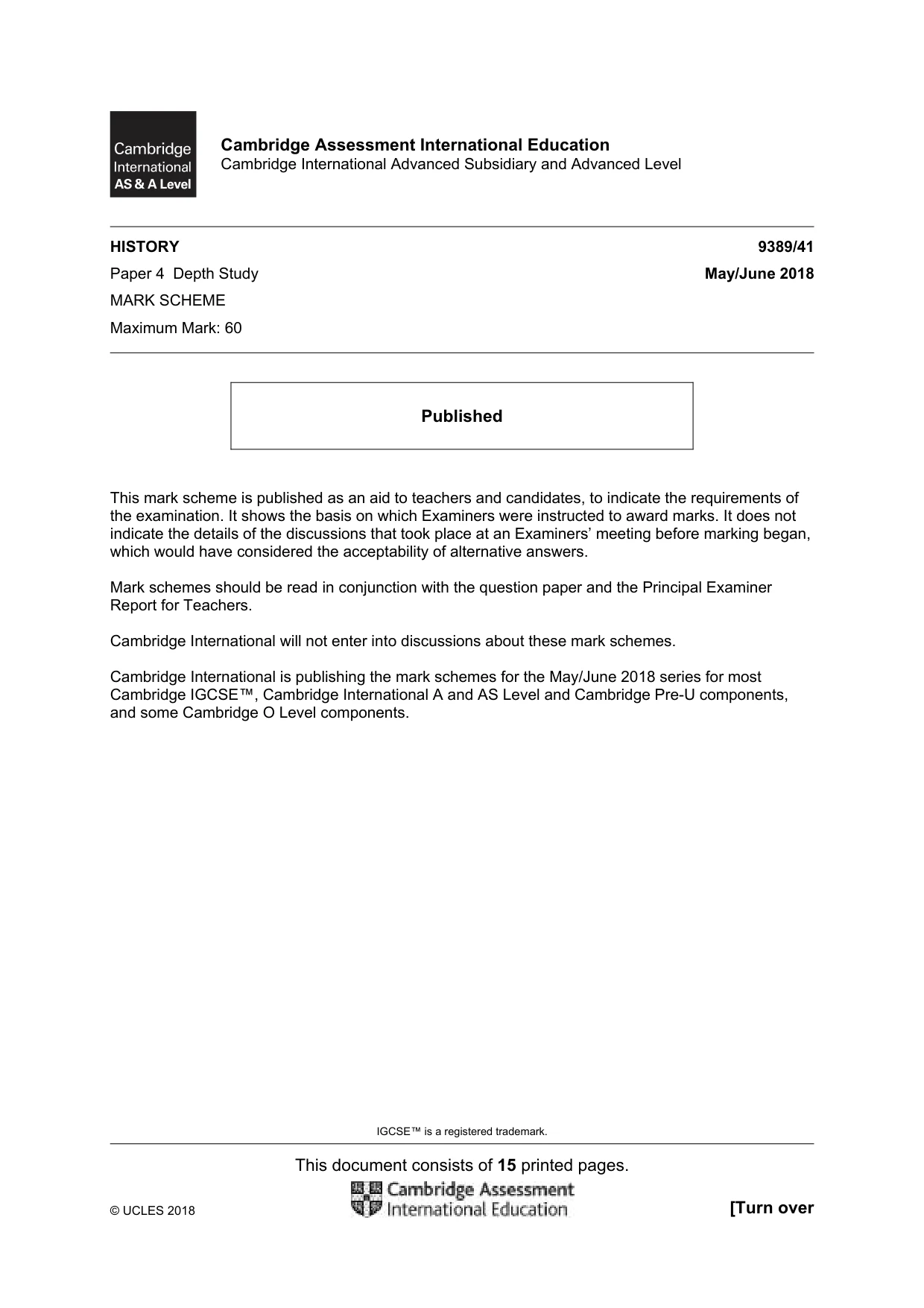 Mark scheme, page 1 of 15